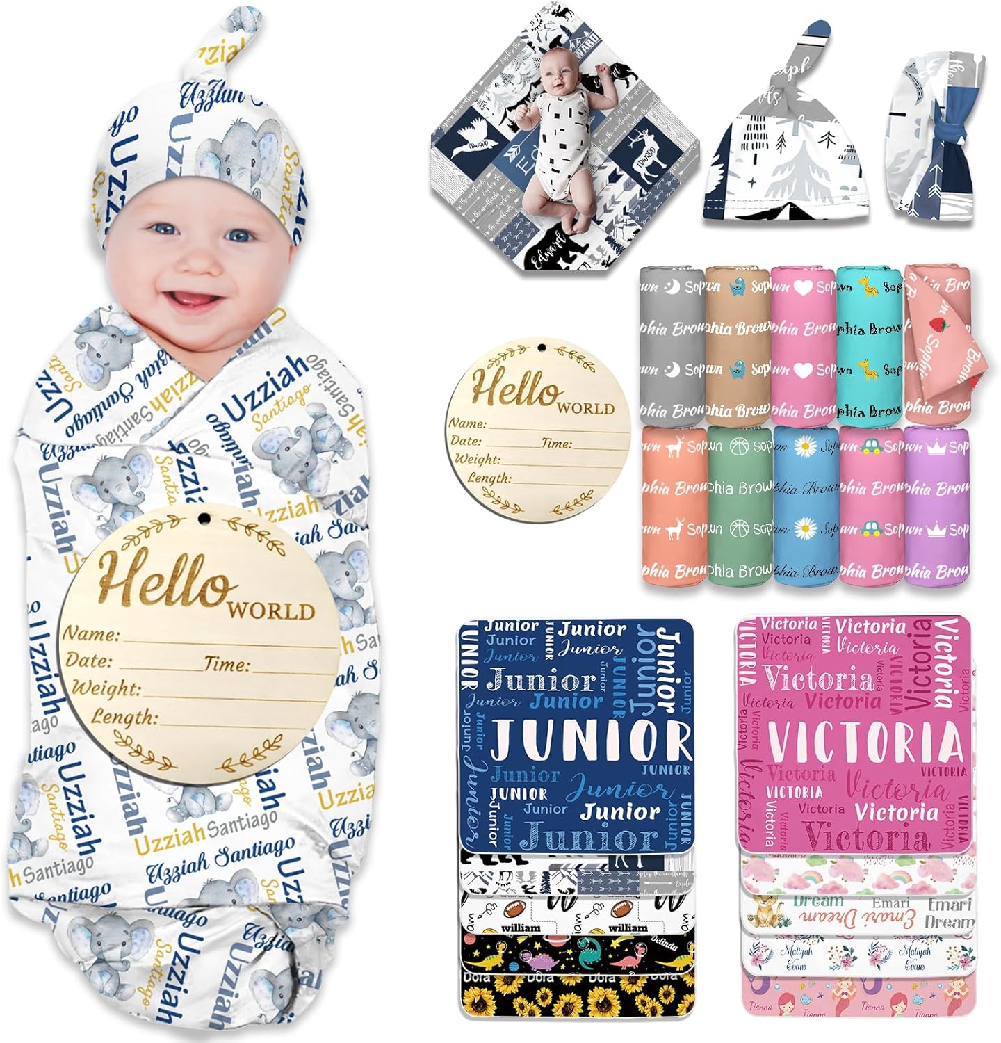 Busparst Personalized Baby Swaddles Blanket with Name