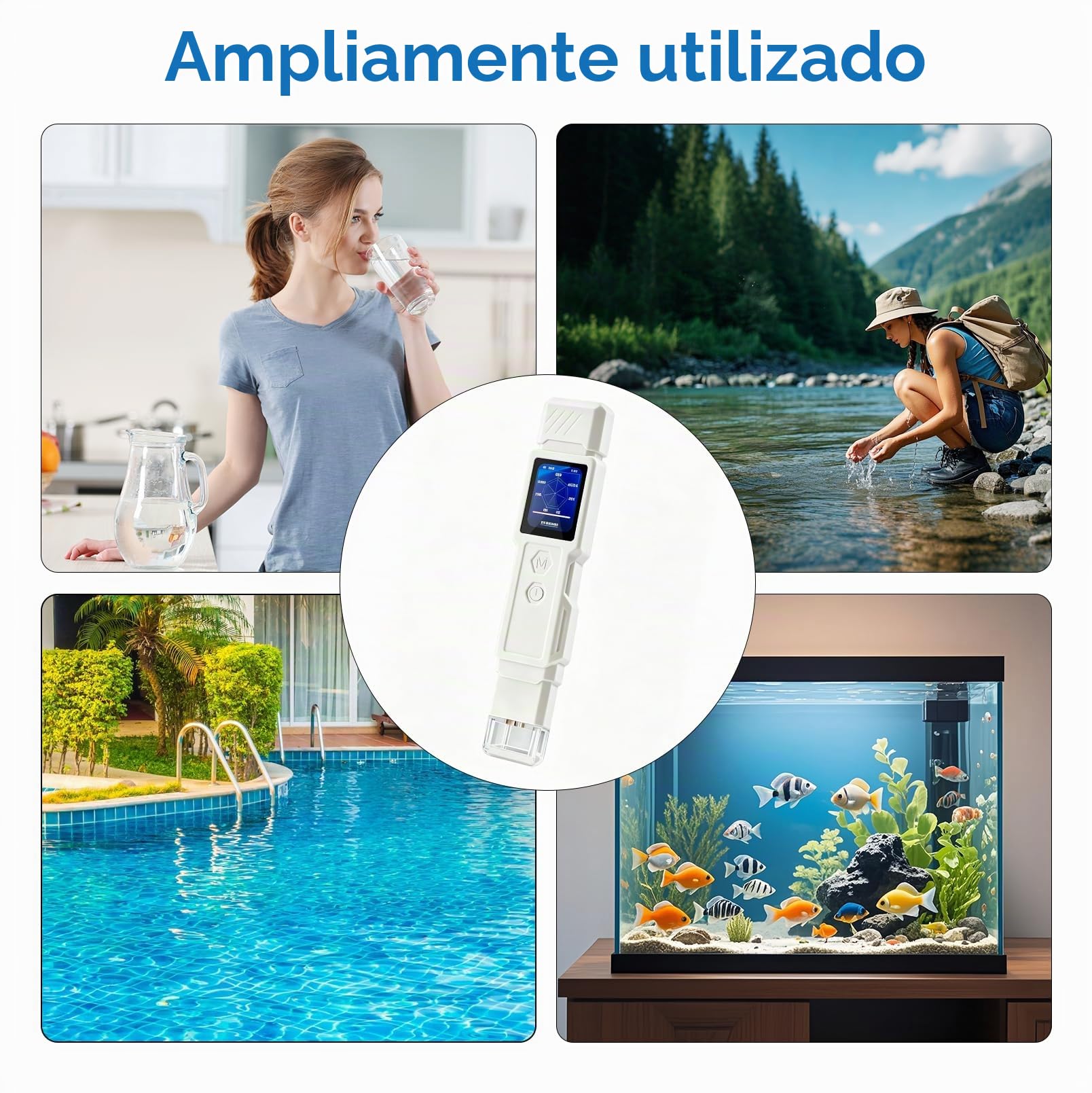 Analizador Digital de Calidad del Agua 9 en 1 | Para agua potable, Mide TDS, turbidez, CE, temperatura, salinidad, Mide GH, TOC, DQO y UV275