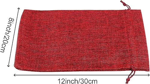 Miniatura 9 de ZOENHOU Paquete de 50 bolsas de arpillera grandes de 5 x 7 pulgadas con cordón, bolsas duraderas de yute rojo vino, sacos de arpillera a prueba de