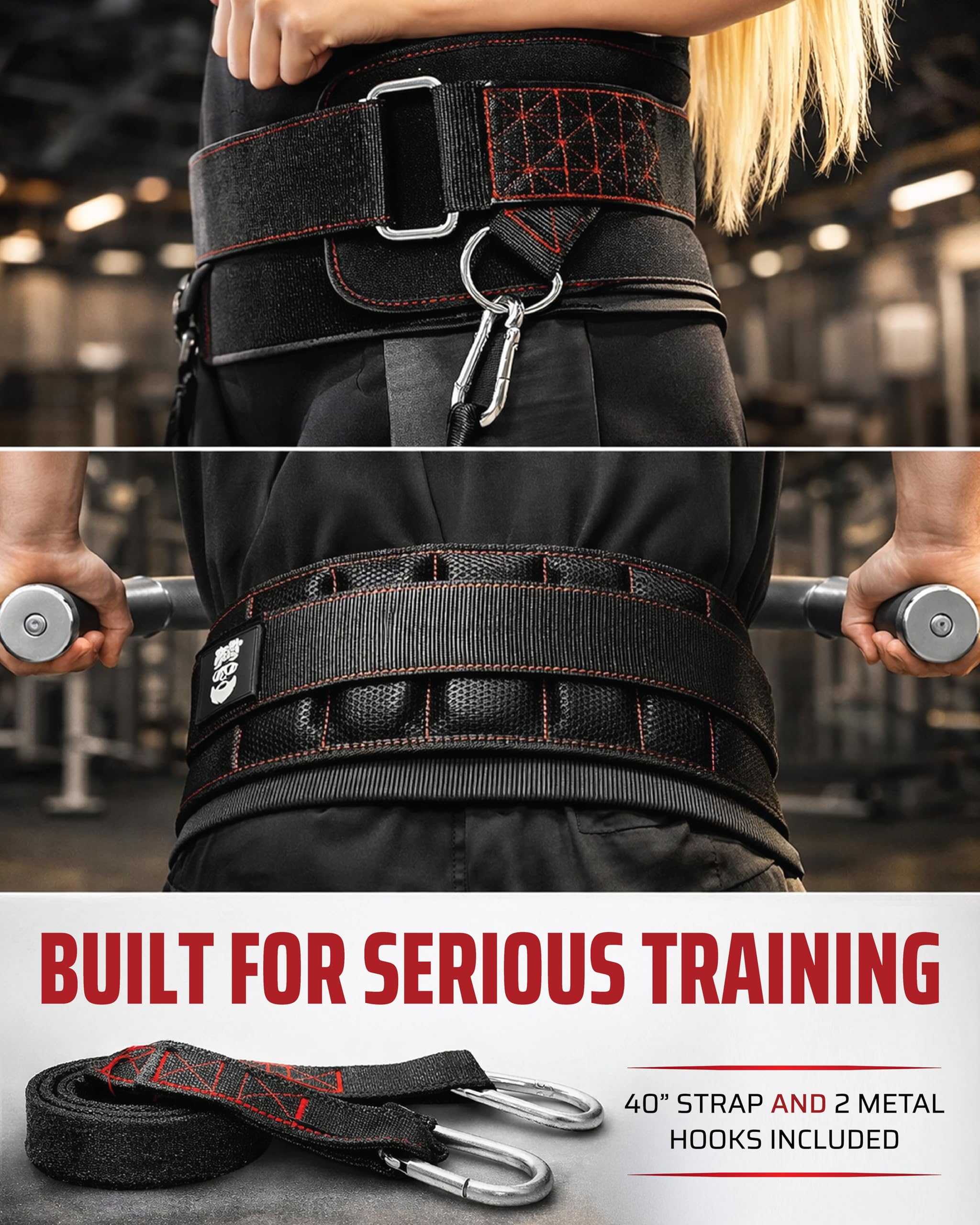 THEFITGUY Ultimate Dip Belt | Chiusura sicura - Non scivola verso il basso | Supporto strutturato per la schiena | Anelli a 45 angoli - Posizione di immersione confortevole | Cinghia da 101,6 cm e 2
