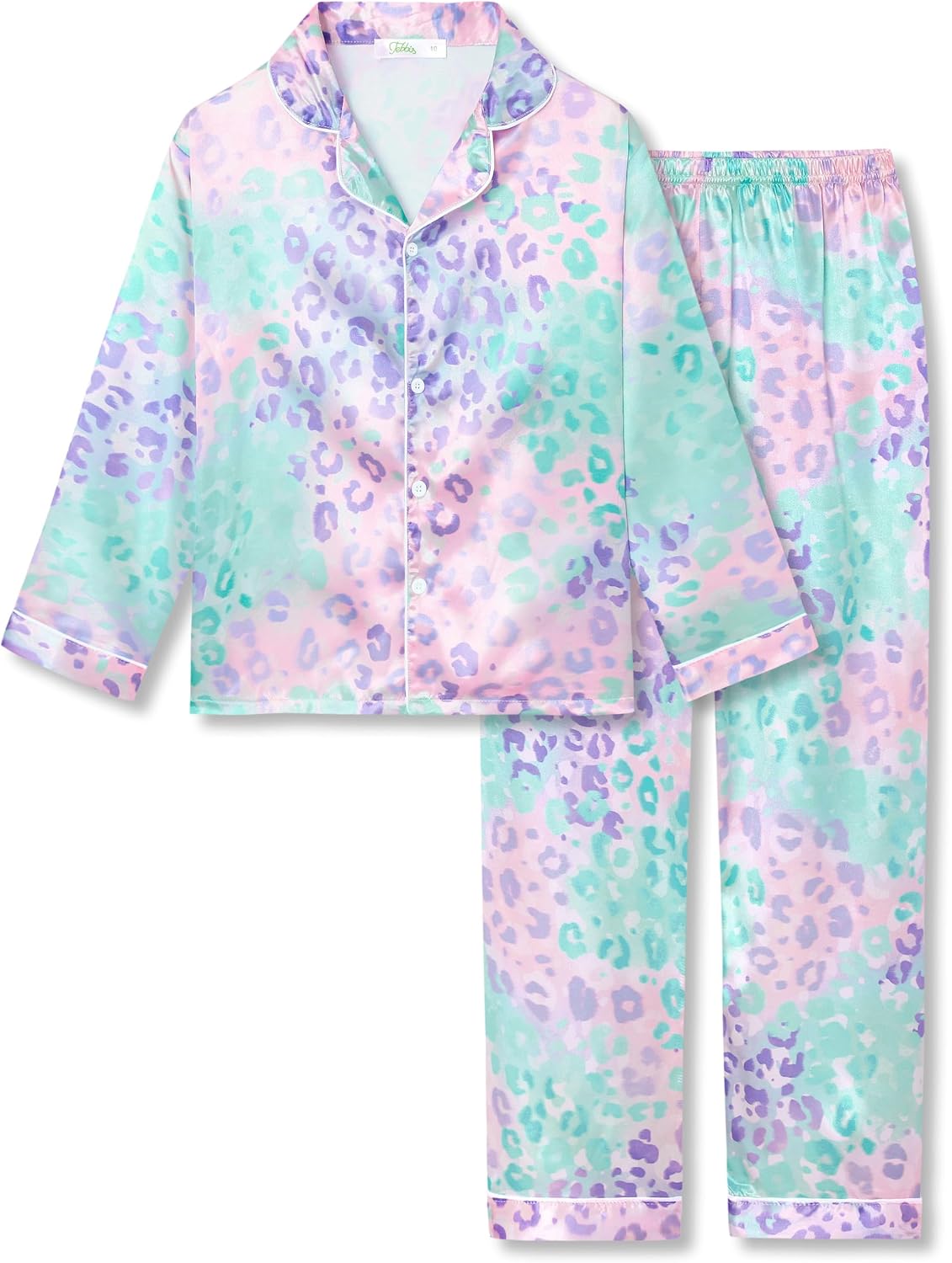 Tebbis Girls 2 Piece Pajama Set - Long Sleeve Silky Soft Sleepwear, Cute Printed Loungewear Size 6/7-16