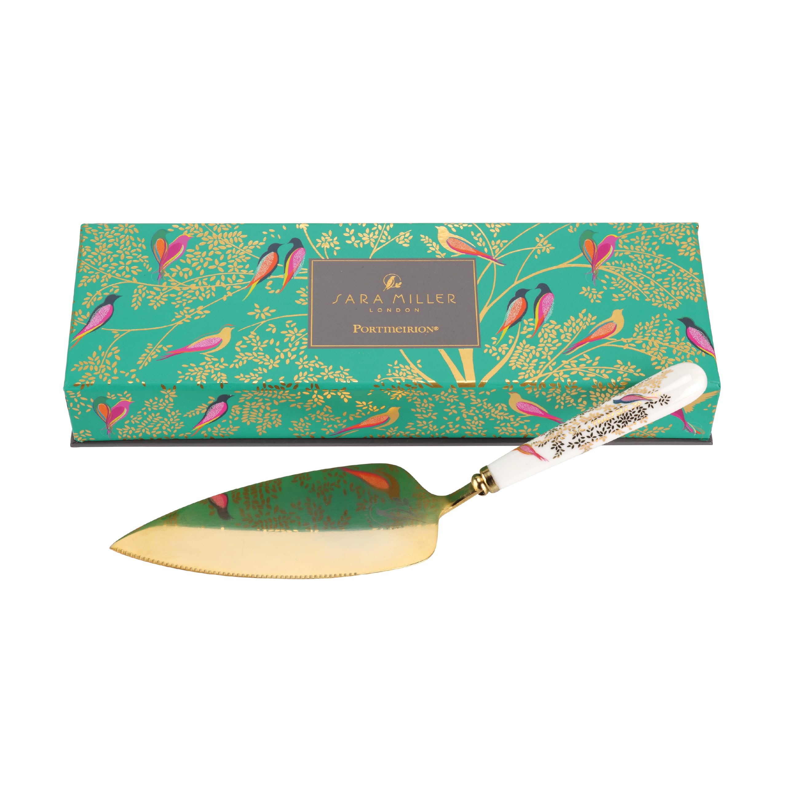 Portmeirion x Sara Miller London Cake Slicer - Elegant Gold Stainless Steel Blade with Ceramic Handle, Chelsea Collection, Perfectly Giftable for Special Occasions and Everyday Use