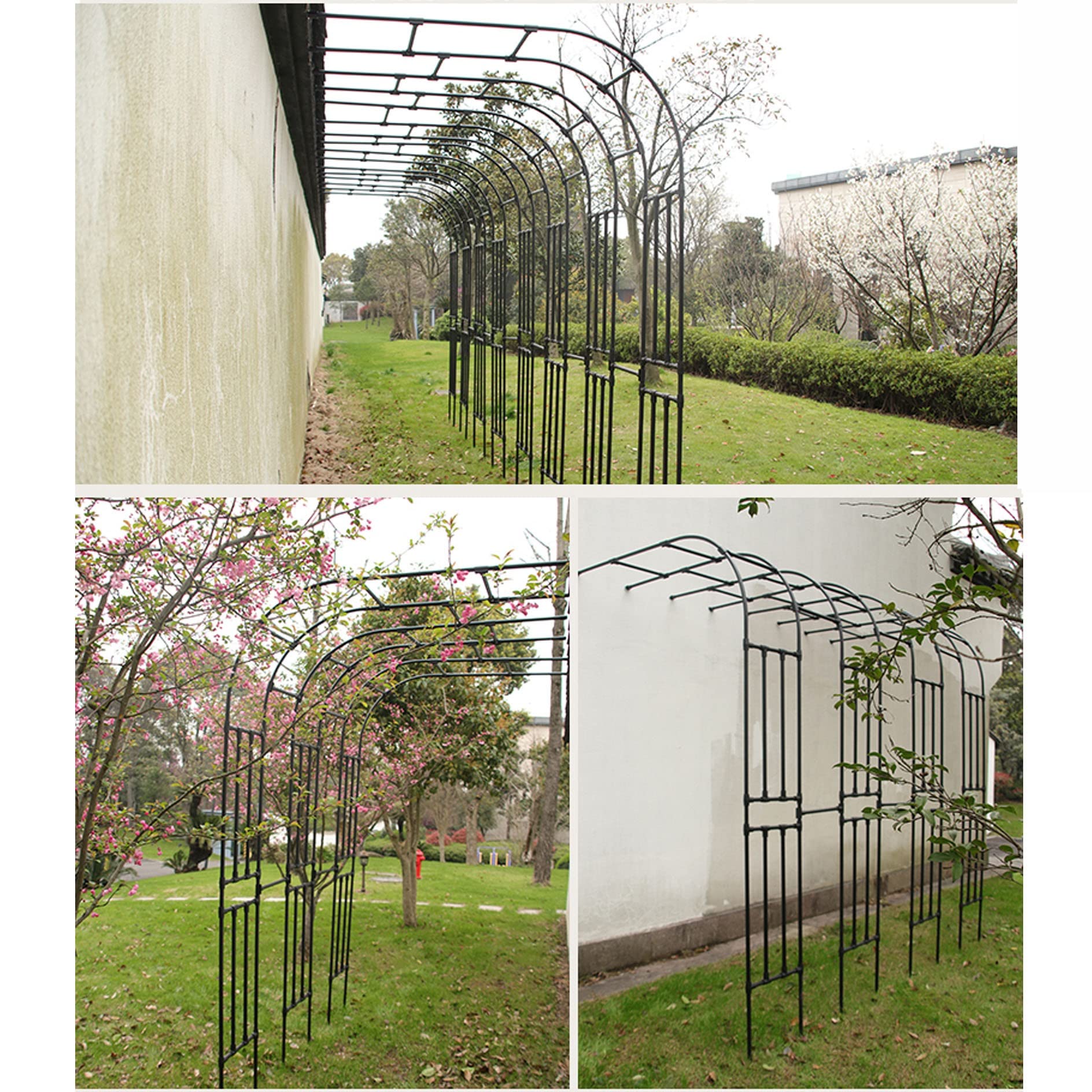 Metalowy łuk ogrodowy Trellis wielofunkcyjna altana do roślin pnących, róż, winorośli, idealna na zewnątrz trawnik, wesela, imprezy i dekoracje
