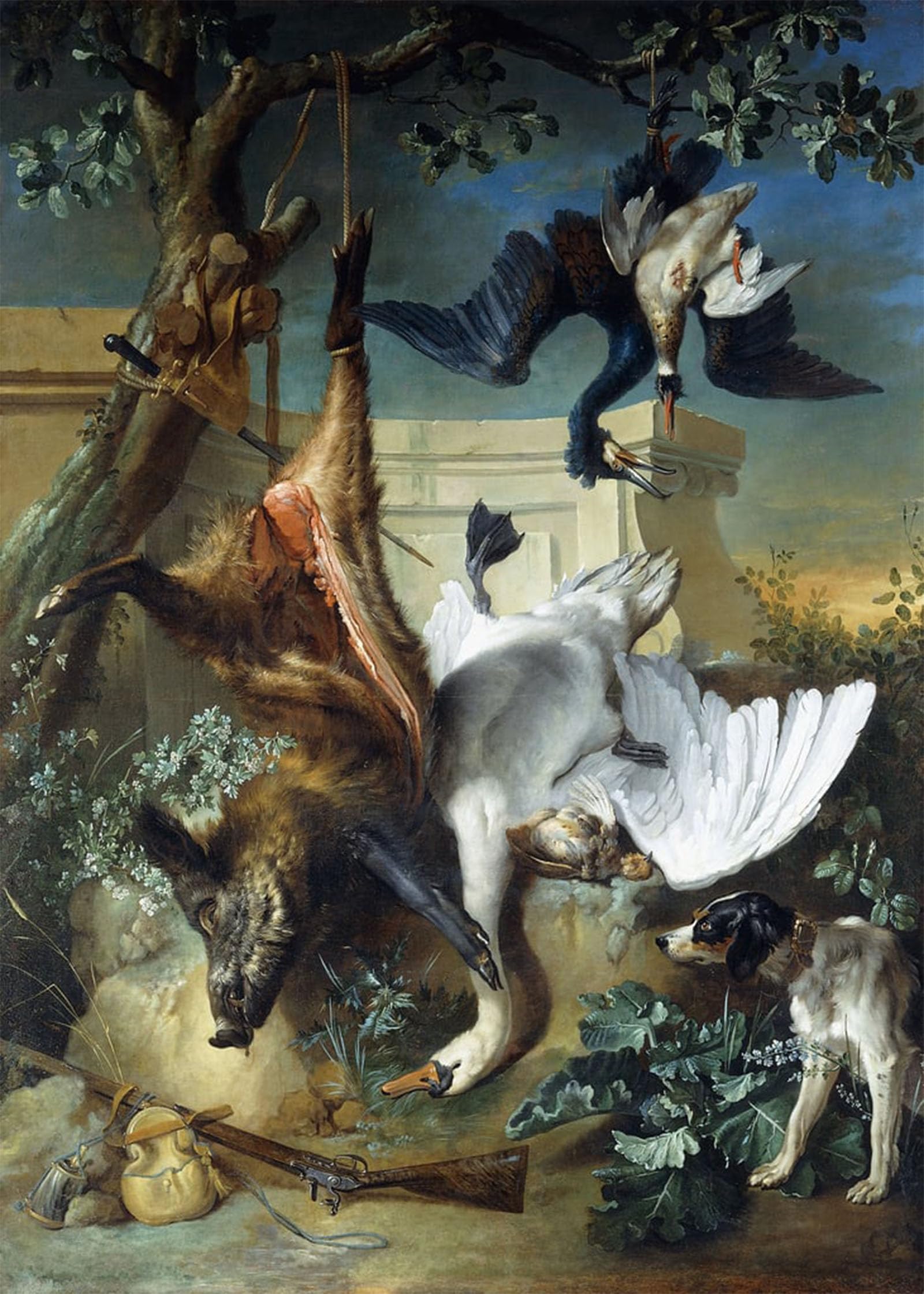 POSTERIIk Famous Modern Artwork Art Mural the Return of the Hunt a Hunting Dog Guarding Dead Game by Jean Baptiste Oudry Oil Paintings Pictures for Home Decor 60x90cm