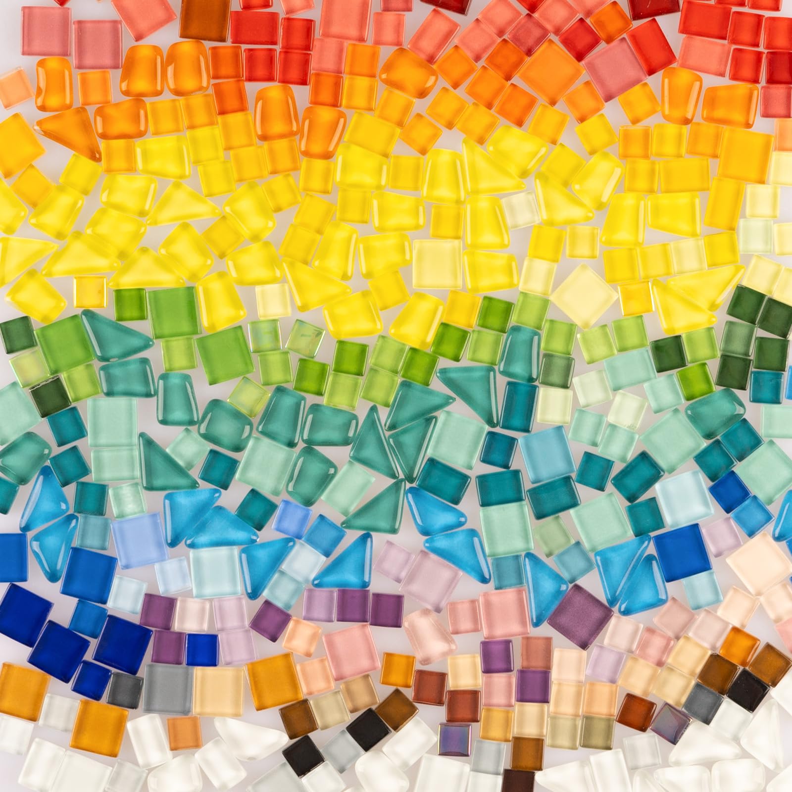 500g Mosaic Tiles for Crafts, Glue Down Irregular Tiny Mosaic Glass Pieces, Colourful Craft Supplies for Handmade DIY Art Projects, Home Decoration, Photo Frame,Vase,Mirrors (Crystal Full Mix)