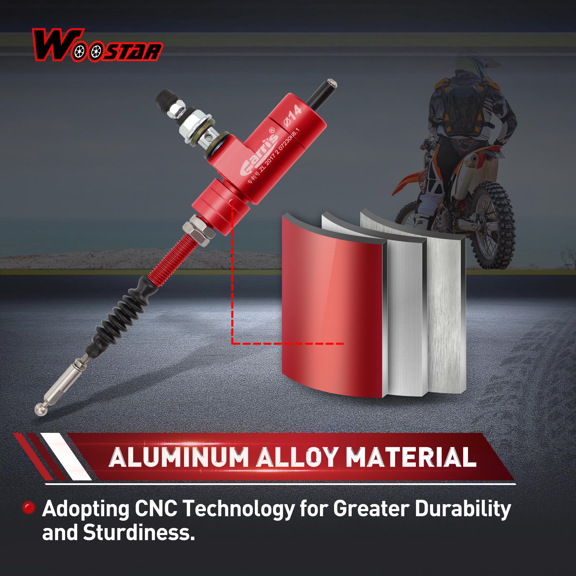 WOOSTAR M8 x 1.25mm Cilindro Maestro Embrague Hidraulico Moto Bomba Freno Reemplazo para Dirt Pit Bike ATV 4 Wheeler Quad Scooter Rojo