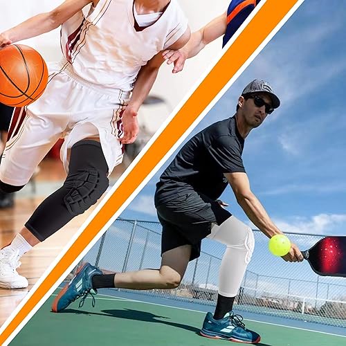 Miniatura 20 de Rodilleras de baloncesto, fundas de compresión para piernas para adolescentes y adultos, rodilleras de lucha libre, voleibol de fútbol, pickleball