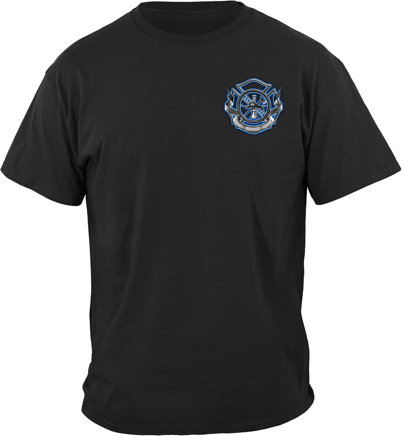 Fire Fighter Tshirt - Fire Honor Service Sacrifice Chrome Badge Shirt - red line