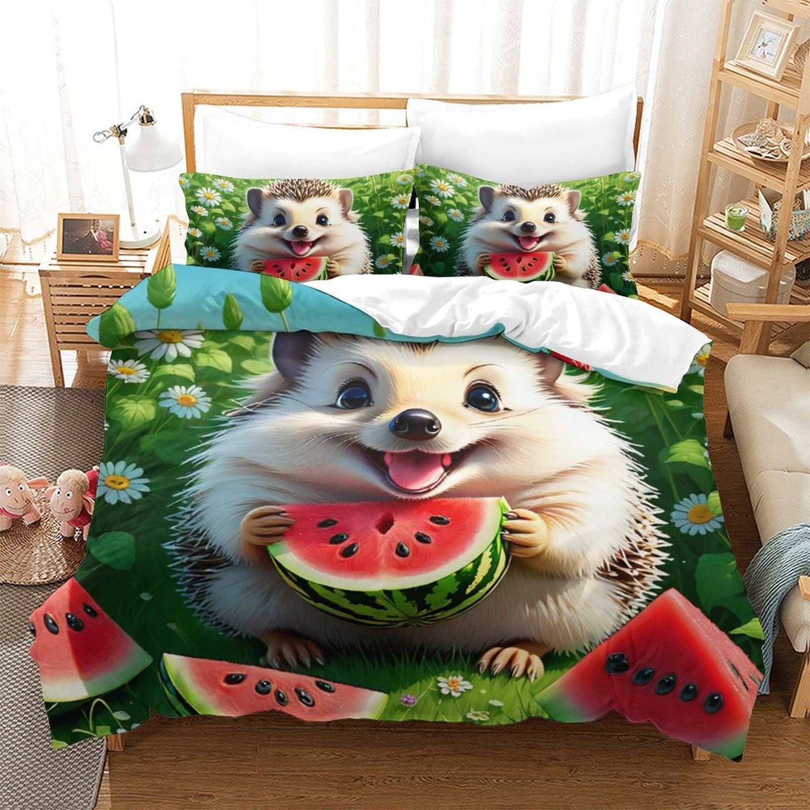 Housse de couette 220x240 hérisson 3D respirante lit enfant