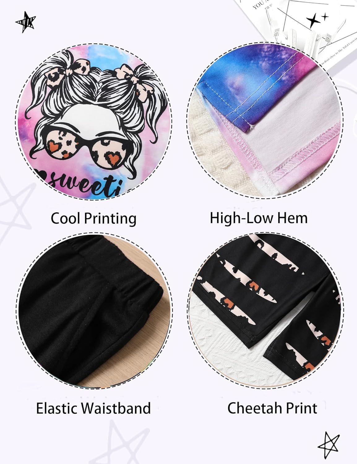 Girls Summer Clothes Short Sleeve Tie Dye Short Sleeve T Shirt Tops + Leggings Sweatpants Girls Clothes Outfis Set - Image 4