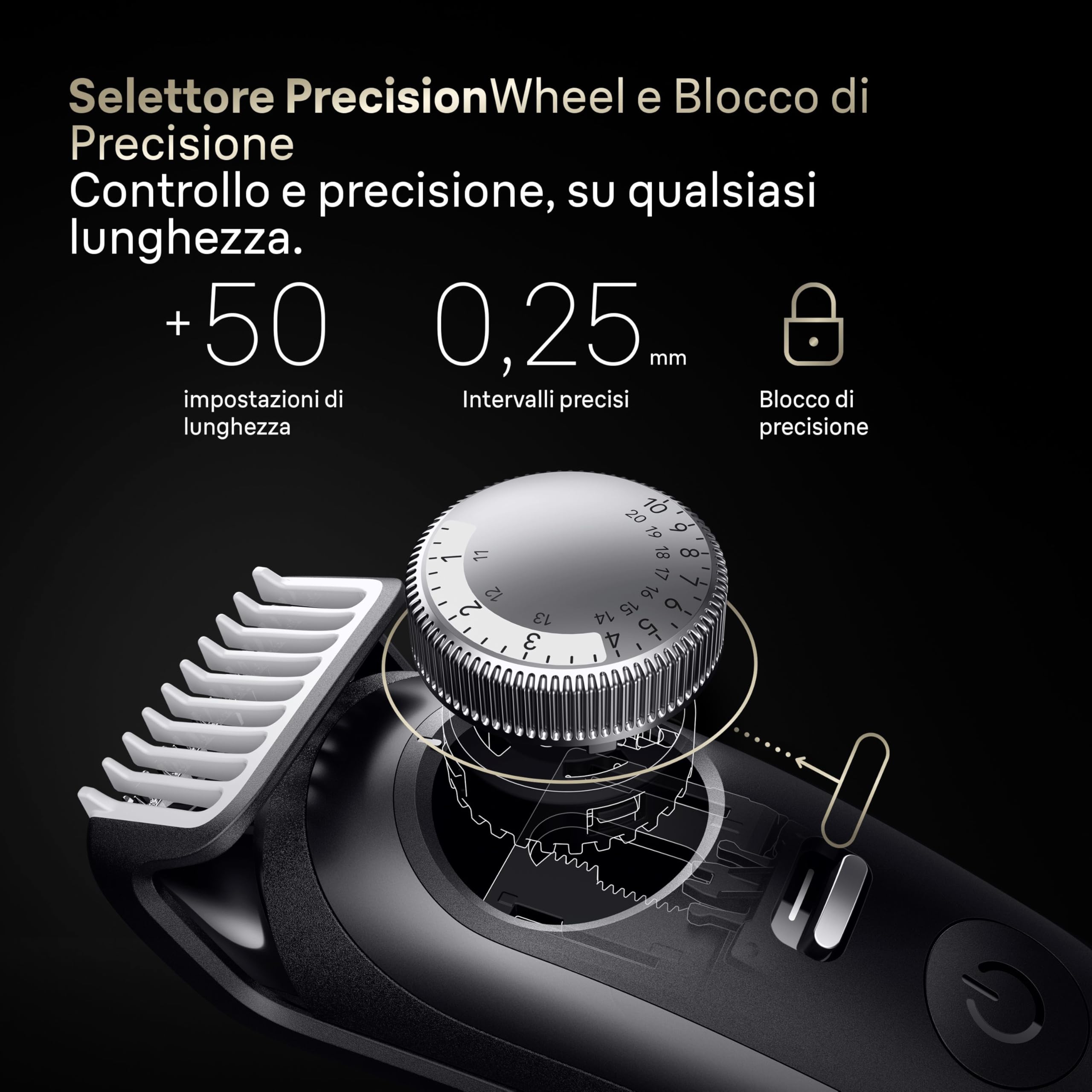 Braun Regolabarba Uomo Serie 9, +14 Strumenti Da Barbiere, Rasoio Elettrico Barba, Lama ProBlade Affilata A Vita, 180 Min, Selettore Di Precisione Con 52 Lunghezze, Impermeabile, BT9565, Titanio