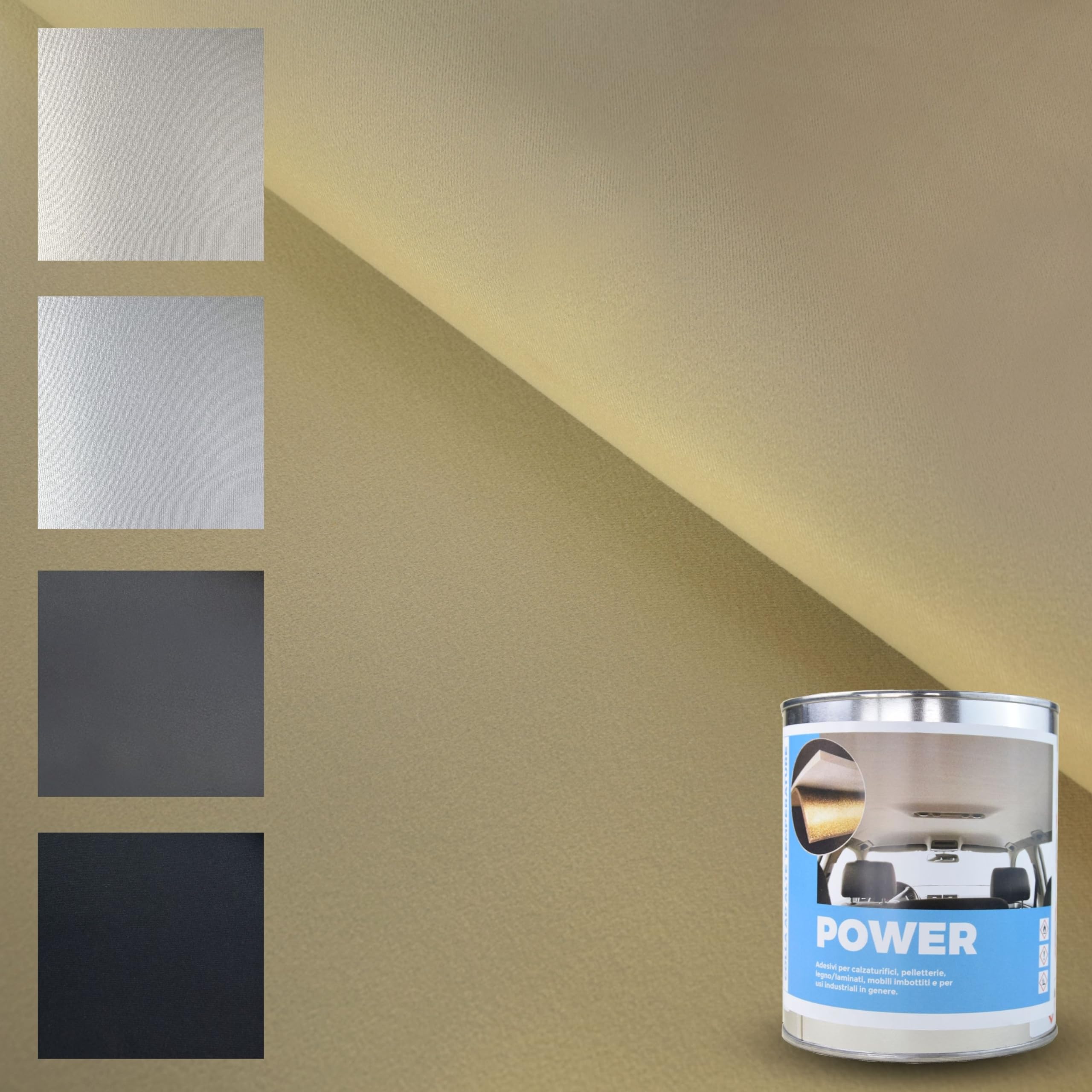 TENDAGGIMANIA Autodachhimmel Set Stoff Velours beige 3 m + Kleber Power 850 g