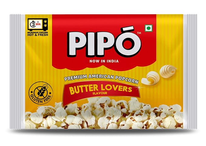 PIPO Microwave Popcorn, Butter Lovers Pouch, 43 g