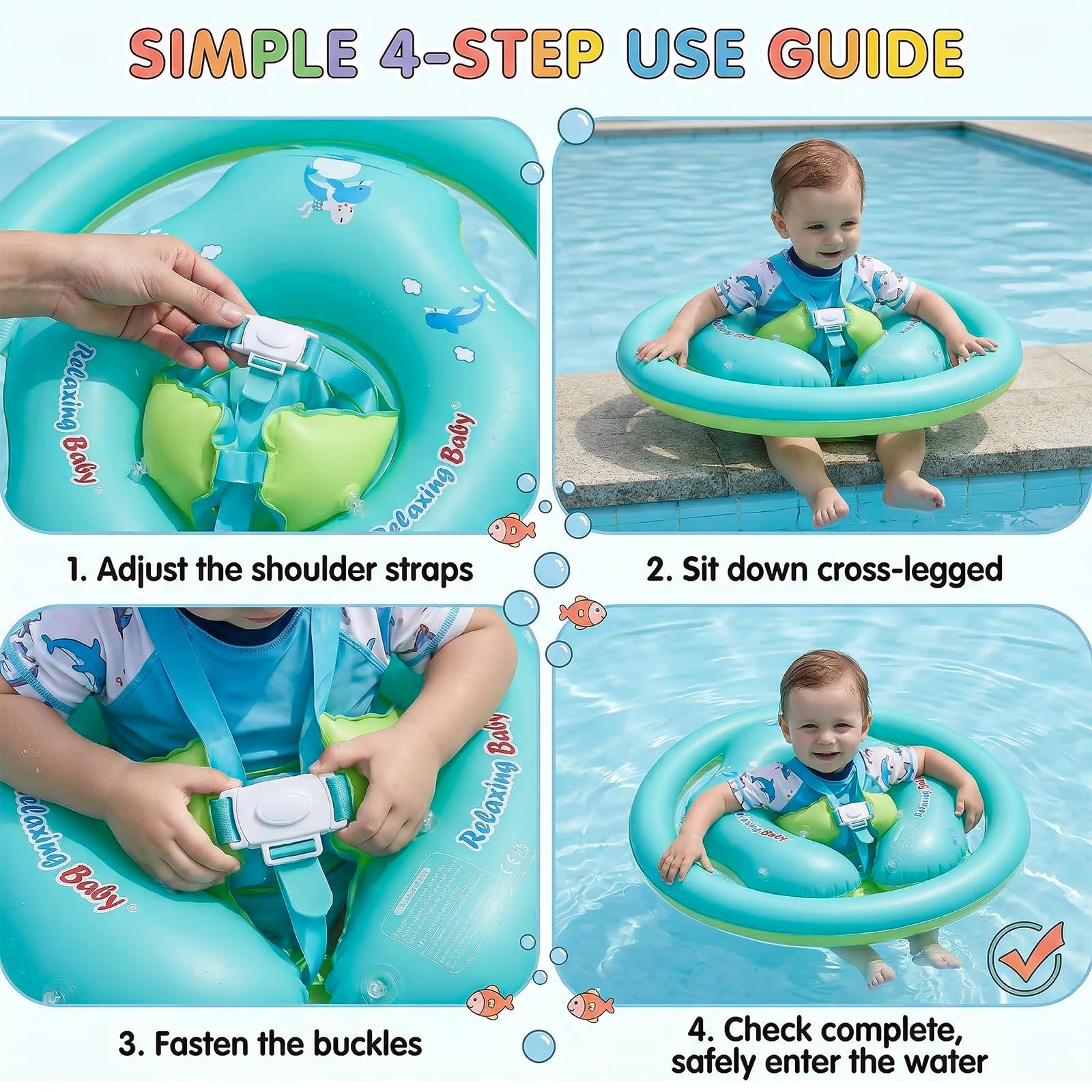 Flotador para Bebés con Parasol Extraíble UPF50+ Flotador para niños de 1 a 3 años (12 a 36 Meses). Asiento de Natación, Piscina Infantil, Juguete de Ayuda para Nadar, Flotador de Piscina.