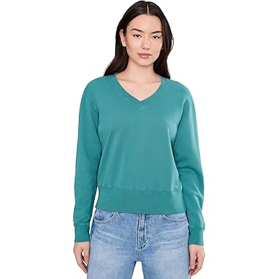 Mod-o-doc Long Sleeve Deep V-Neck Sweatshirt frozen teal