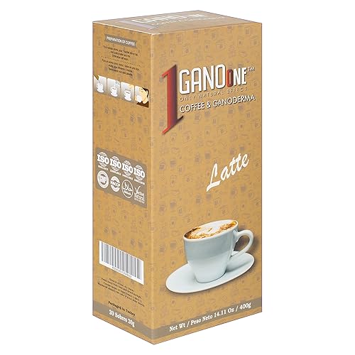 B0BJZRMYVP_image_1 5 cajas de café instantáneo GanoOne Latte Reishi con extracto de ganoderma orgánico mezcla con crema y azúcar fácil de usar 20 bolsas individuales