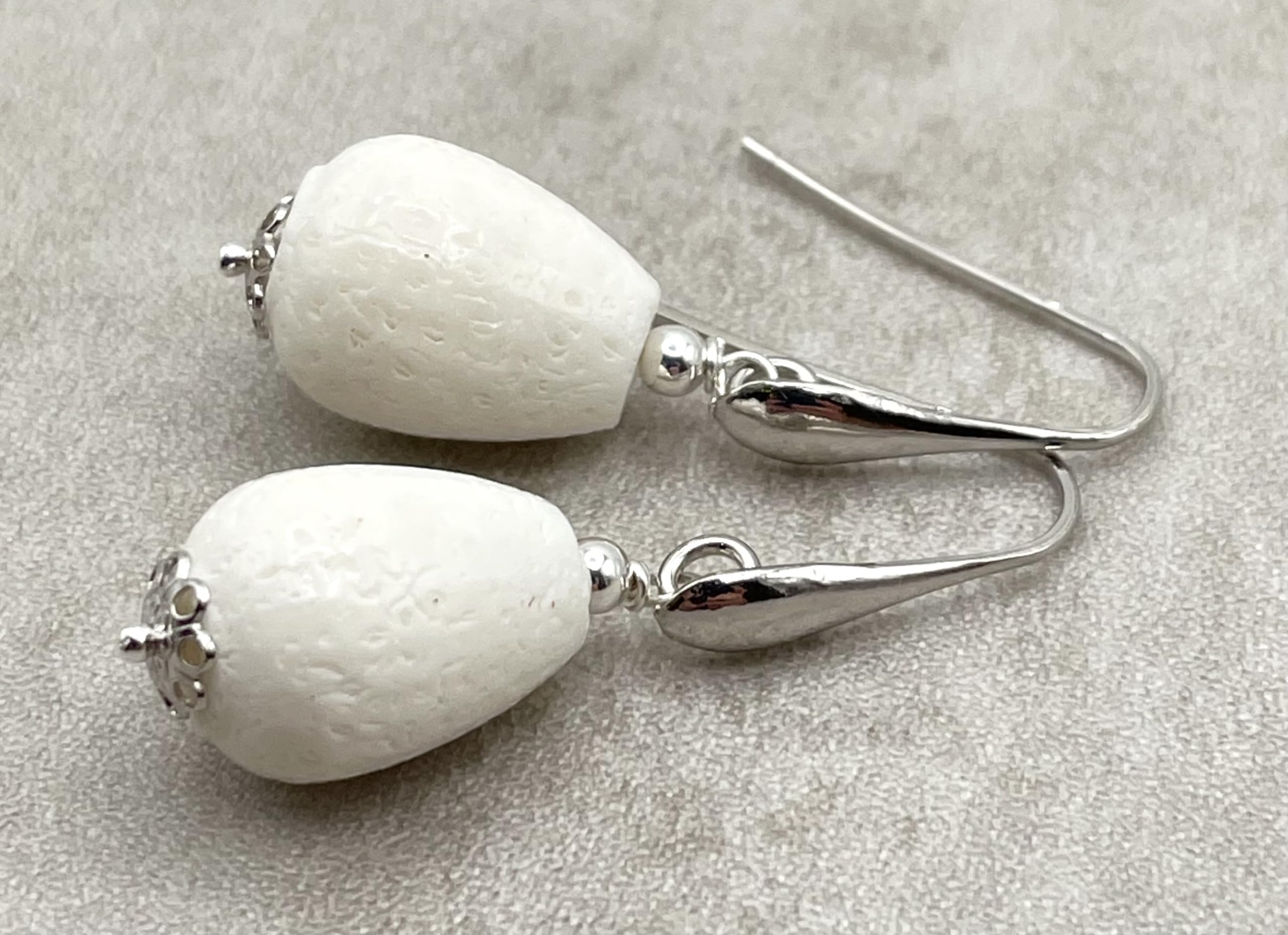 Orecchini in Corallo Bianco, Pendenti con Gocce Piccole, Argento 925, Gioielli Estate, Bijoux Classici, Made in Italy, Regalo