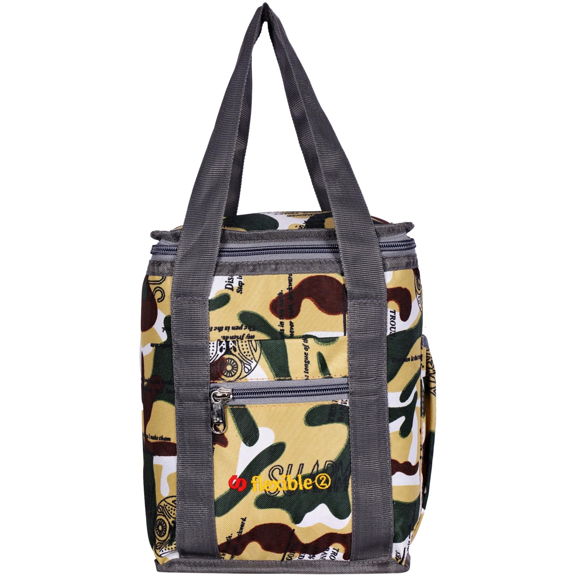 Flexible bags Polyester Hand Lunch Bag Medium Size Combo (Pack of 2) for Both Men and Women for Office,School, College, Picnic |Navy Blue & Beige/10Liters| 2