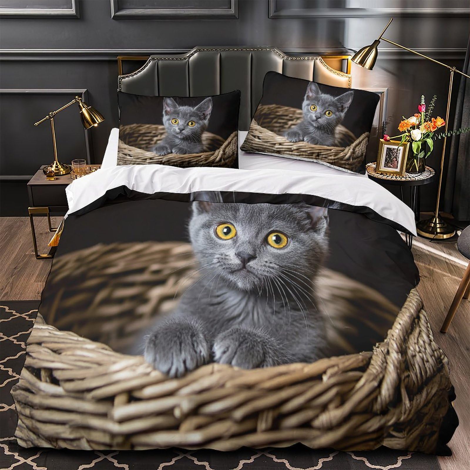 Housse de couette gothique hypoallergénique avec fermeture éclair pour lit super king