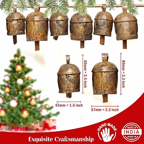 Miniatura 3 de Campanas de Navidad para decoración  Campanas de vaca para decoración navideña rústica  Campanas doradas para decoraciones navideñas  Campanas