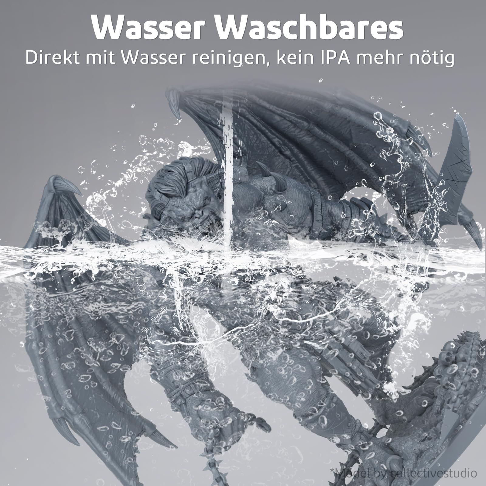 ELEGOO 8K Wasser Abwaschbar 3D Drucker Resin 1000g Grau, 405nm LCD UV-Härtung Water Washable Resin 3D Printer resin für LCD/SLA Resin 3D Drucker