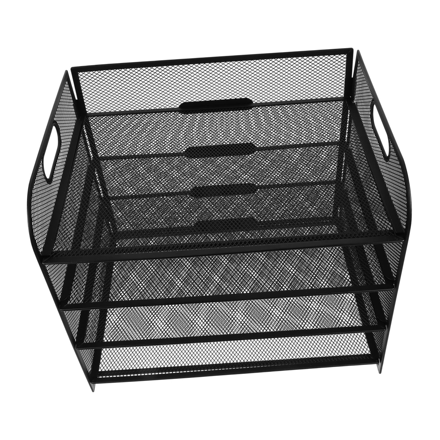 KICHOUSE Metal Mesh Desk Organizer with Handles File Sorter and Paper Tray for Home Office School and Stylish Document Storage Black