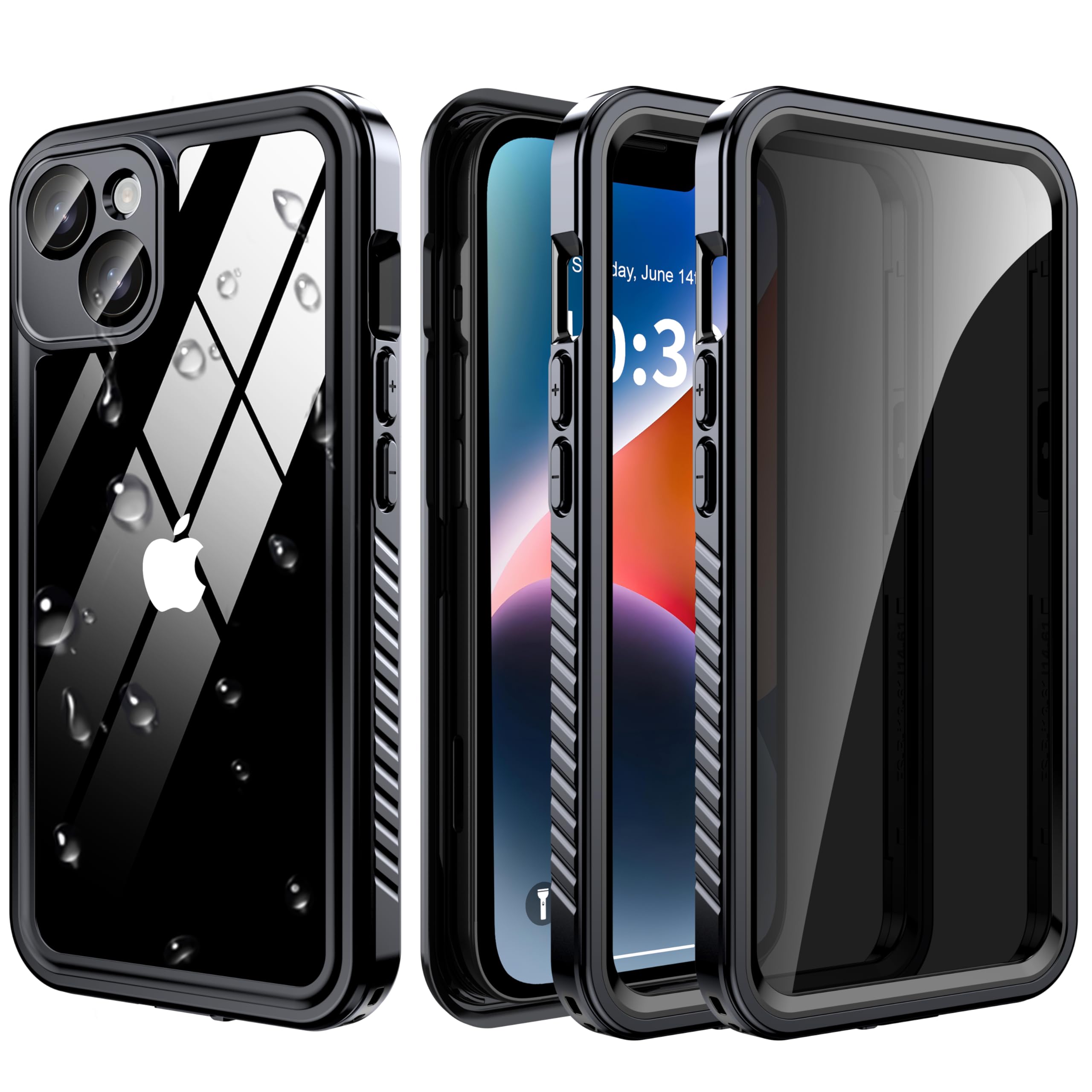 Funda impermeable para iPhone 14, protector de pantalla de privacidad integrado y protector de pantalla HD [IP68 bajo el agua] a prueba de golpes y polvo, protección completa para iPhone