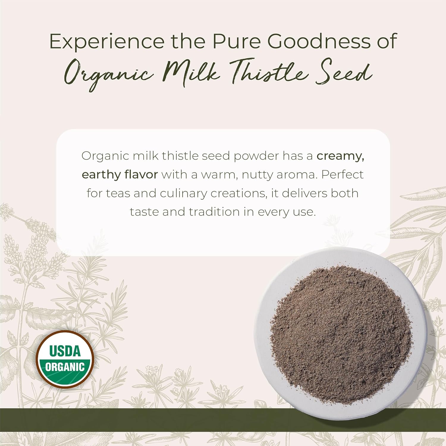 Starwest Botanicals Organic Milk Thistle Seed Powder - Ground Milk Thistle for Tea & Cooking, Mix in Juice, Add to Smoothies, Oatmeal, & Yogurt, Certified Kosher, Non-GMO - Bulk 1 lb Bag