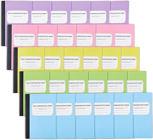 Miniatura 1 de feela Paquete de 30 mini cuadernos de composición a granel, lindo bloc de notas de composición de bolsillo, cuadernos pequeños para estudiantes,