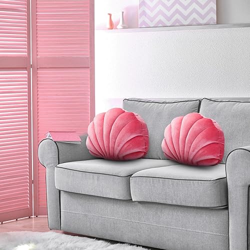 Miniatura 6 de Marsui Almohada decorativa de conchas de mar rosa, decoración de habitación preparada, regalo de fiesta de Navidad, cojín suave para silla de