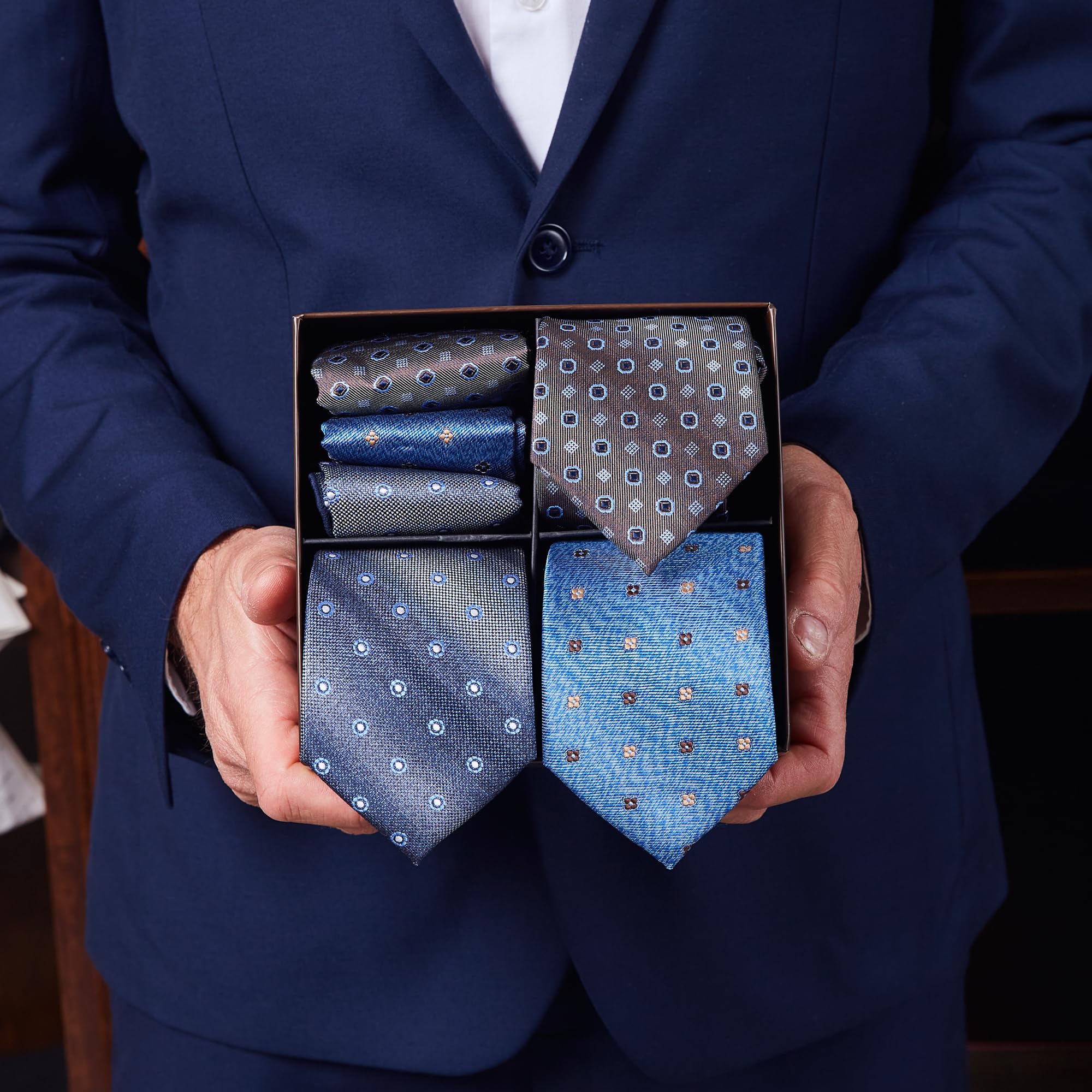 coffret cadeau homme 3 cravates et 3 mouchoirs de poche, homme accessoire costume, pochette homme avec cravate, cadeau homme original mariage