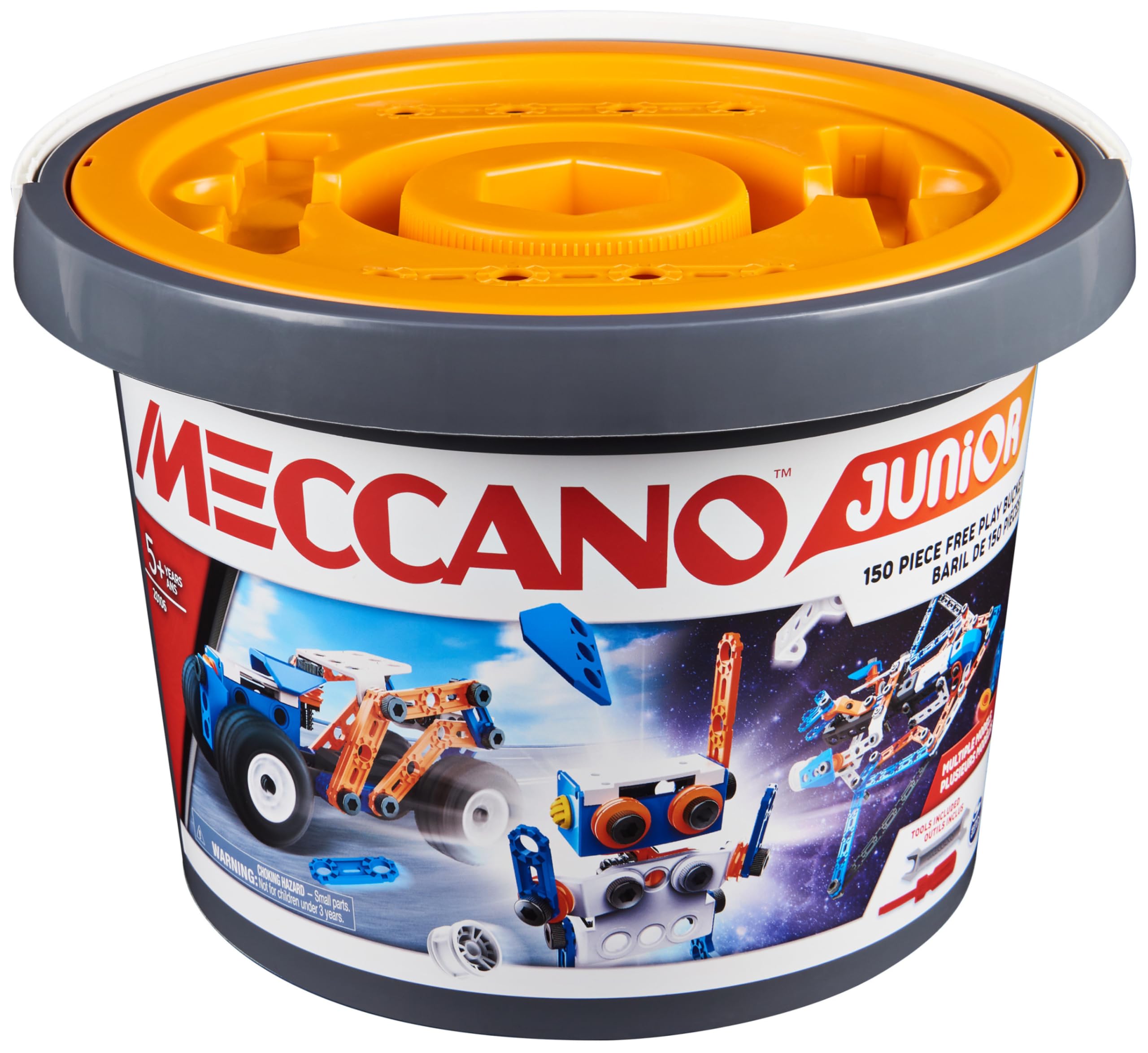 MECCANO Junior, Kit di Costruzioni, Secchiello da 150 Pezzi per Gioco Creativo - dai 5 Anni