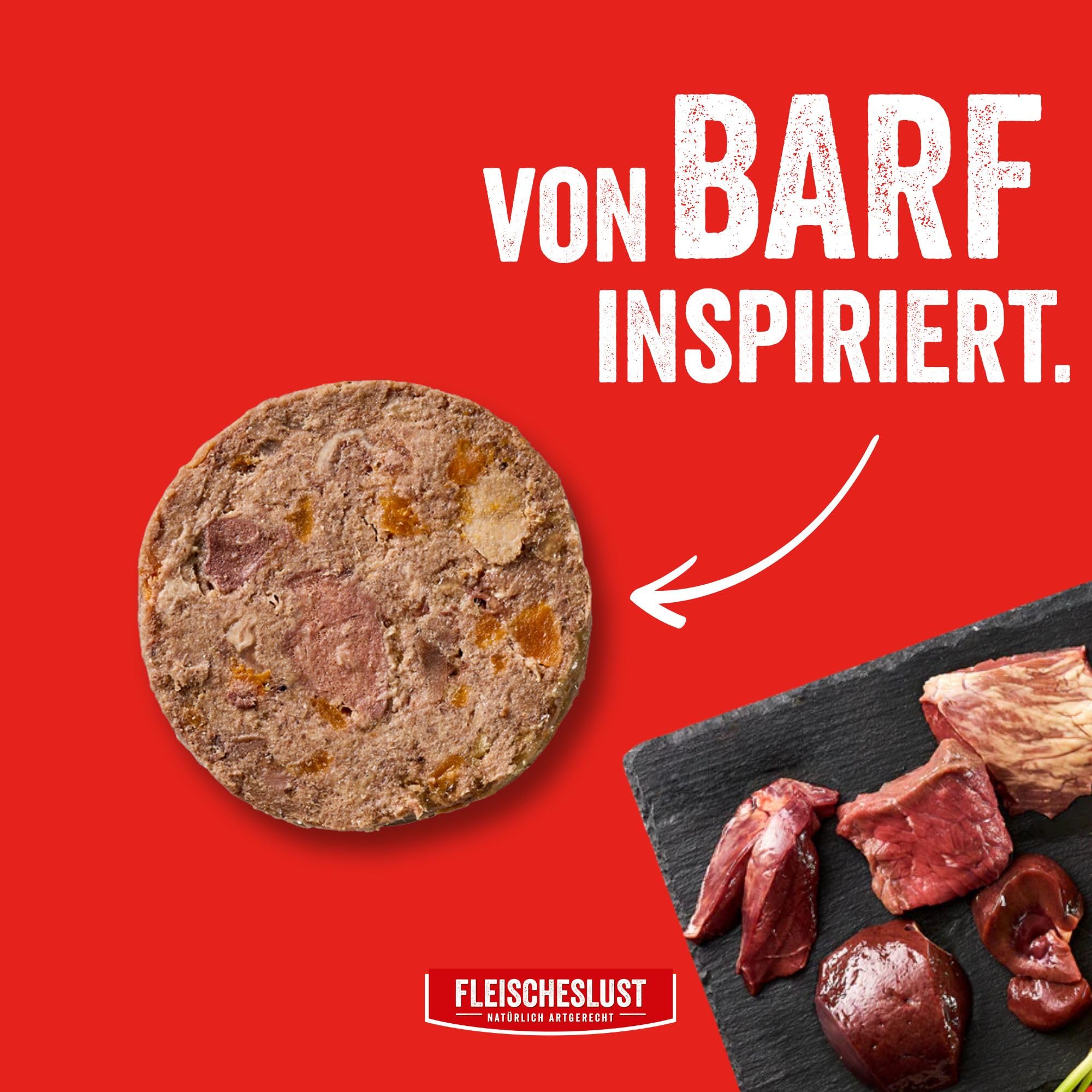Fleischeslust Hundewurst | Zartes Rind mit Karotte, Hagebutte & Kürbiskernen | Futterbox (6x800g) | Nassfutter | schnittfest | getreidefrei | Alleinfuttermittel für ausgewachsene Hunde