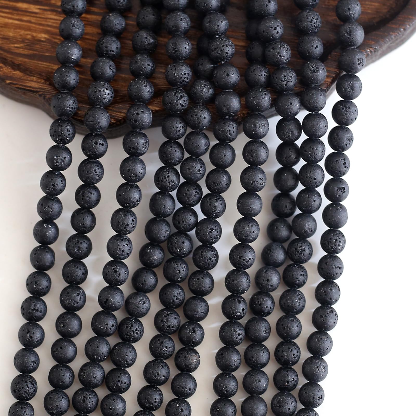 630 Perline In Pietra Lavica Naturale 6mm - Perline Sfuse Per Gioielli Fai Da Te