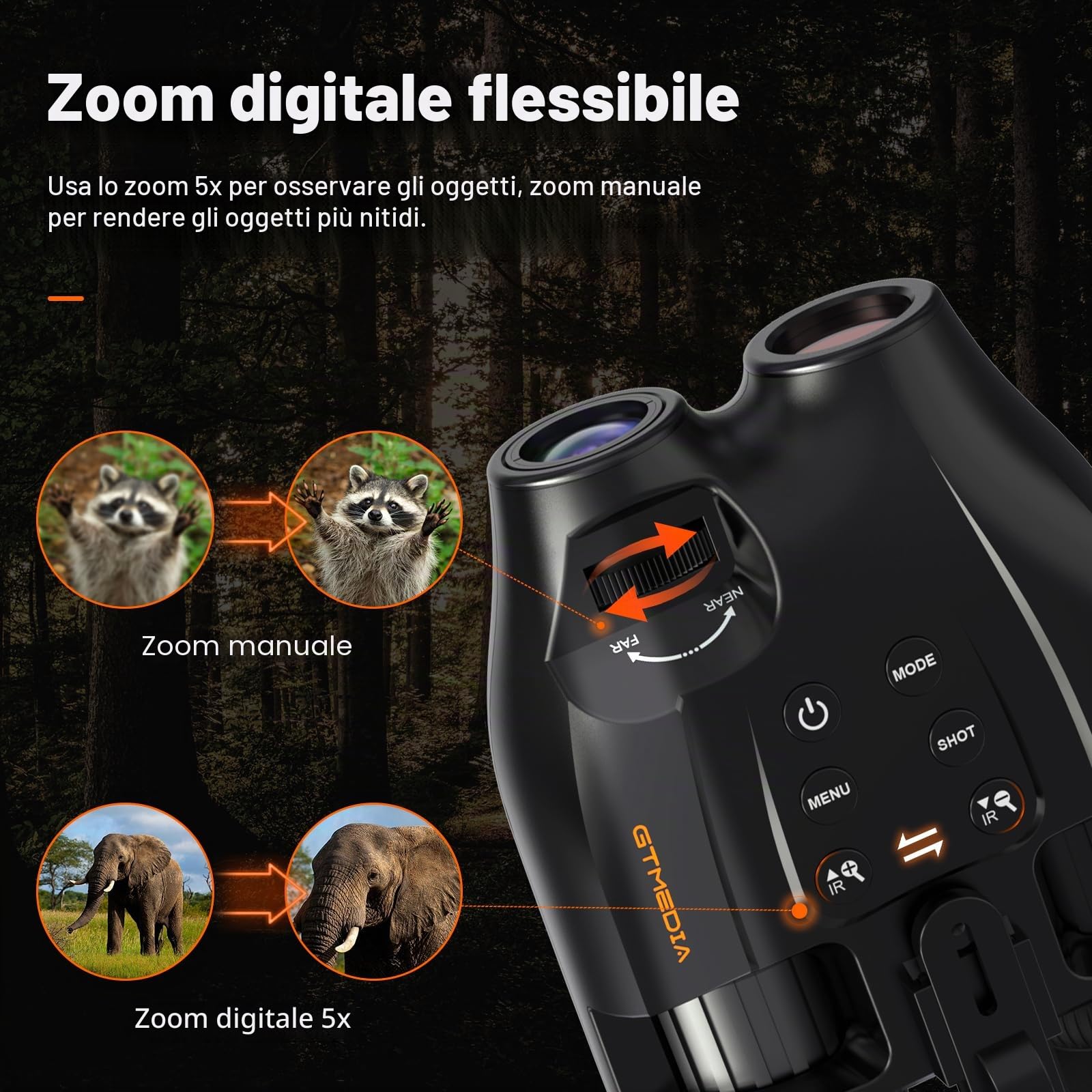 Occhiali per visione notturna, binocolo per visione notturna, visione notturna a mani libere, visione digitale a infrarossi, acquisizione di foto e video per softair, caccia, con scheda TF da 32 GB
