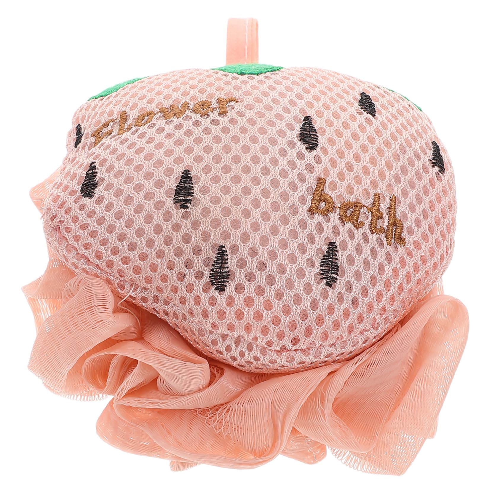 LIFKOME Strawberry Bath Loofah Sponge Cute Fruit Shaped Exfoliating Pouf for Body Scrubbing Korean Design Bath Accessory for Luxurious and Fun Shower Experience