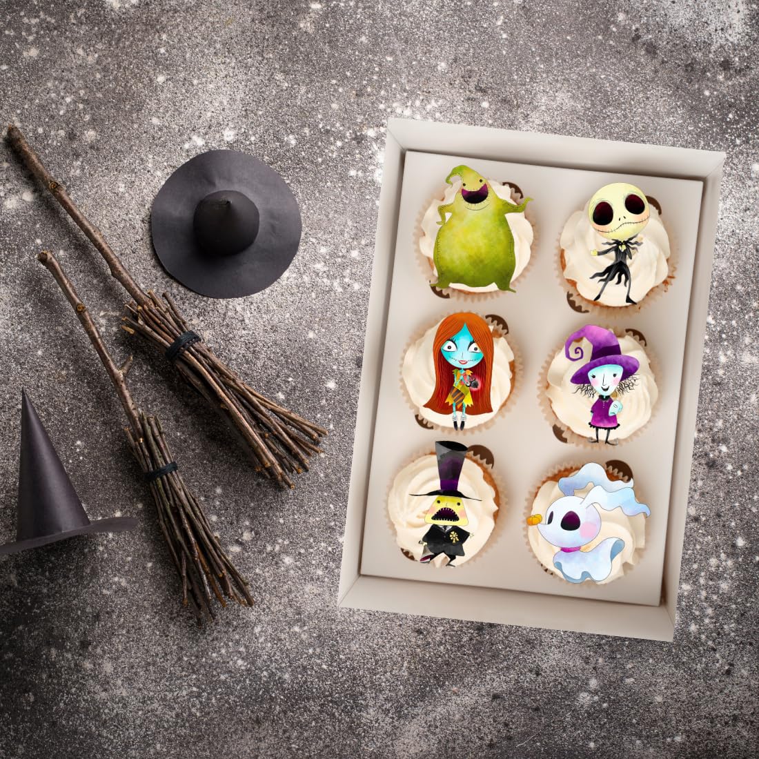 Produktbild von Halloween Cupcake-Deko Aus Essbarer Waffelkarte – Süße & Gruselige Topper Für Deine Halloween-Party