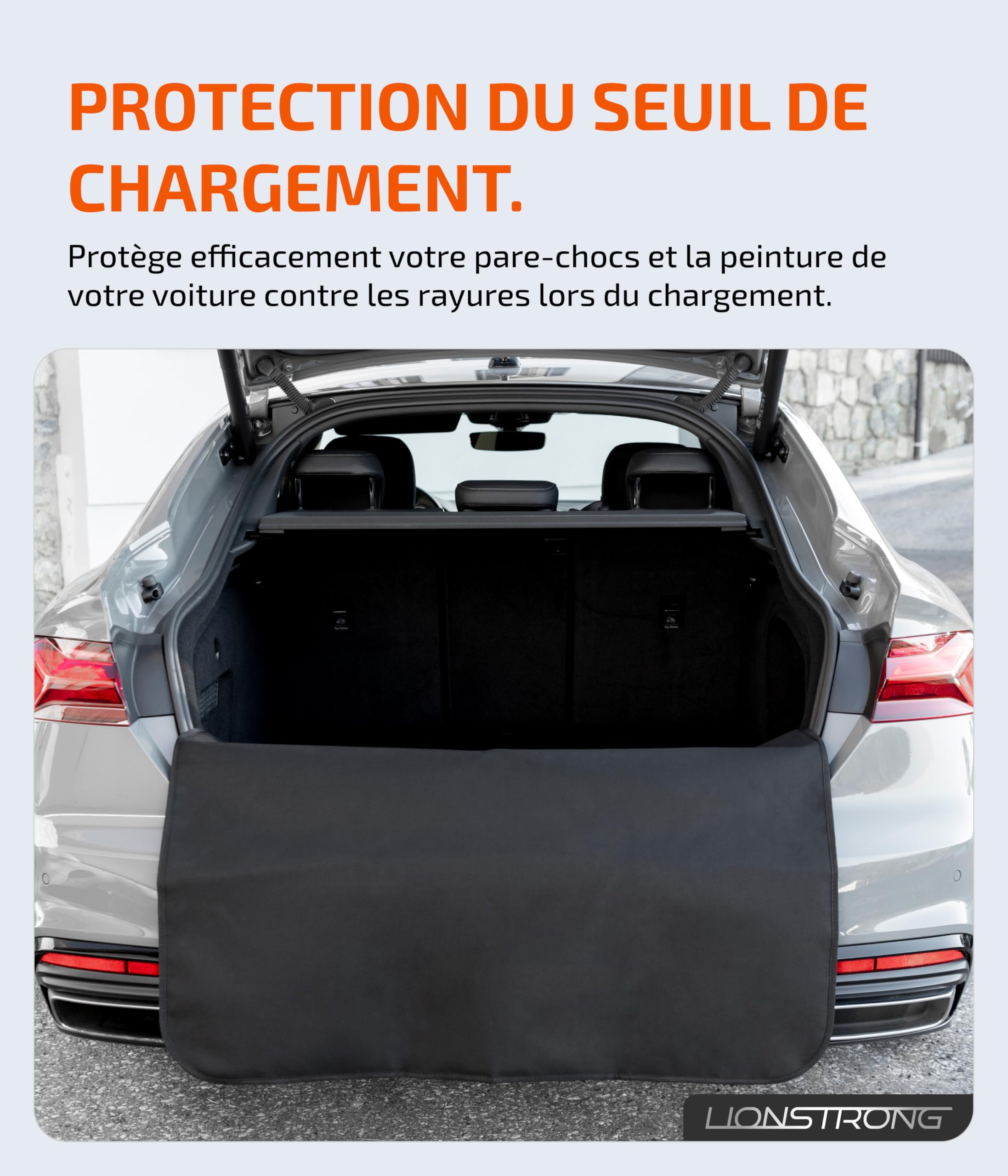 LIONSTRONG Protecteur Seuil de Coffre [Rembourré et Imperméable] – Tapis de Protection Universel Adapté des Petites Voitures aux SUV – Coffre Chiens Protection (100x100cm)