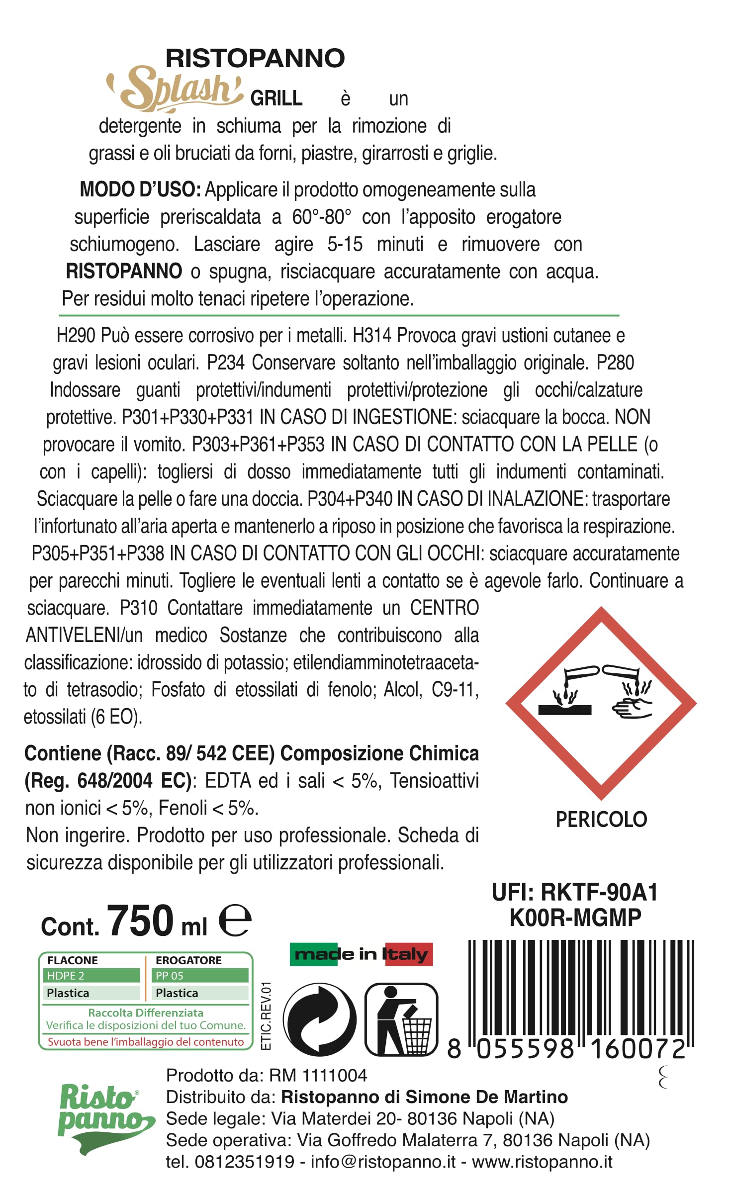 3PZ x 750ml Decarbonizzante Forni, Griglie e Piastre in Schiuma