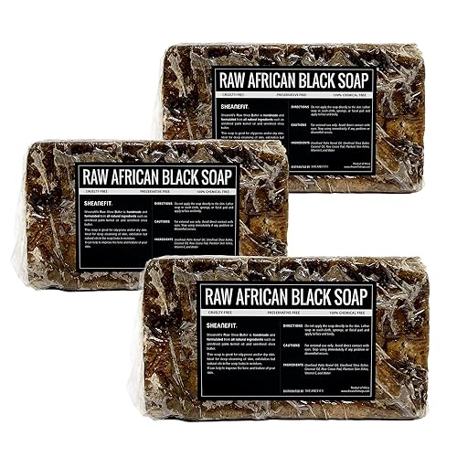Sheanefit Barra de jabón negro africano crudo, para todo tipo de piel, cara, cuerpo, barras a granel de jabón para el cabello (1 libra)