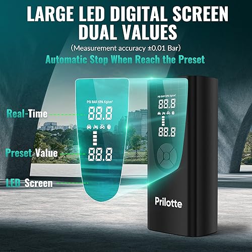 Miniatura 4 de Inflador de neumáticos, compresor de aire portátil, bomba de aire mejorada para automóvil, inflado eléctrico de neumáticos de 180 PSI, bomba de