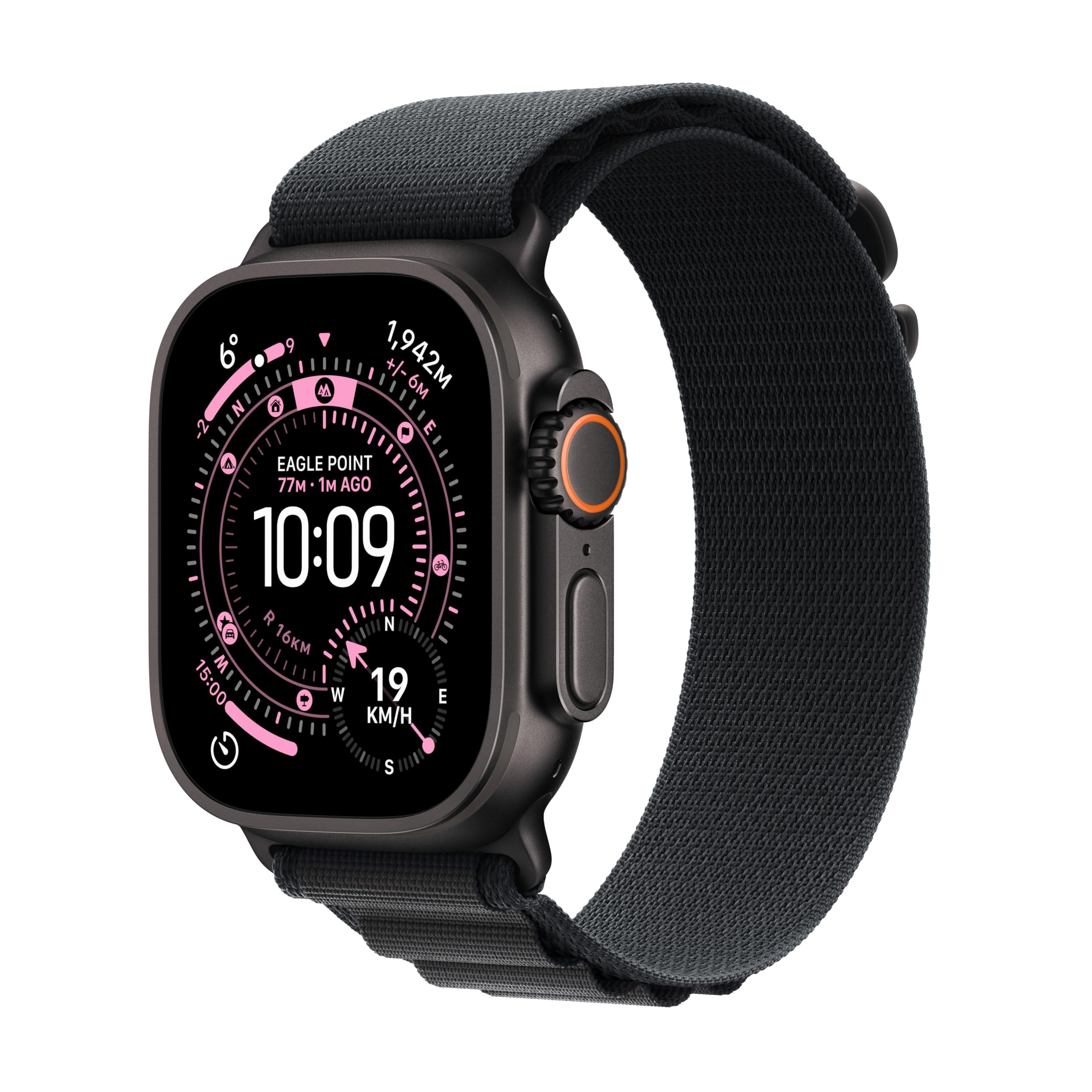 Apple Watch Ultra 3 GPS + Cellular 49mm Premium Running and Multisport Smartwatch with Rugged Black Titanium Case with Black Alpine Loop - Medium. Advanced Health and Fitness Tracking - Black Titanium/Black