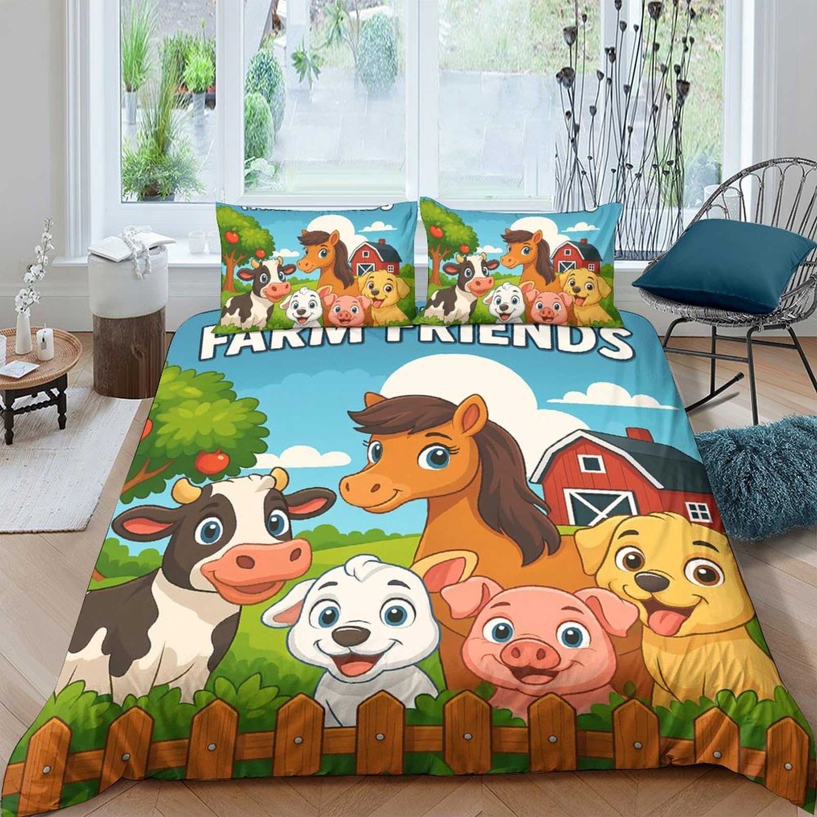 Ctjqhvkz Style-8 3D Printed Farm Friends Fitted Sheet Microfiber Soft Animal Cartoon Bed Cover For Bedroom Guestroom Decor Washable Single（135X200cm）