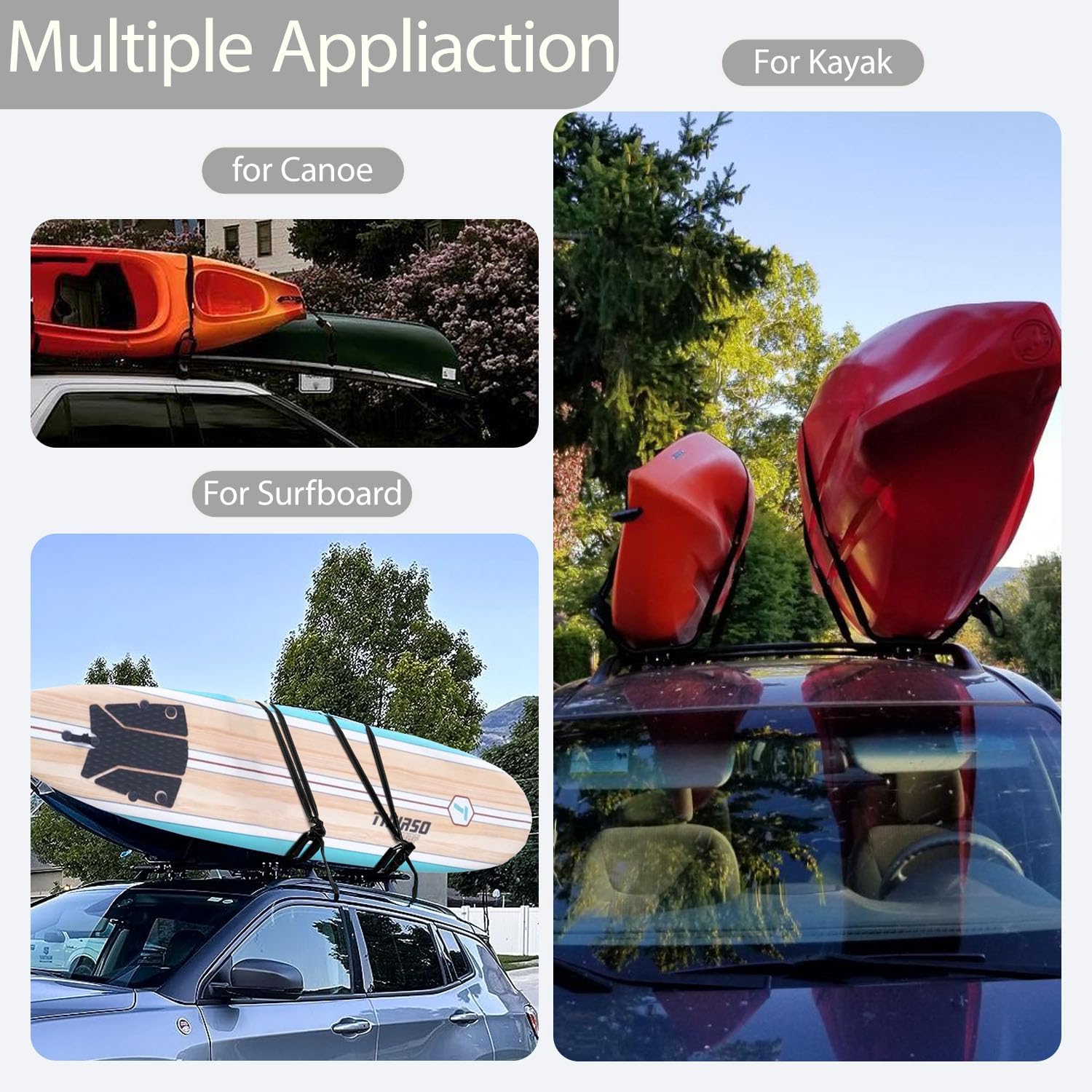 2 Pairs Kayak Roof Rack J-Bar Carrier Holder Car Top Mount Racks for Canoe, SUV, Cars, Truck, Surf Ski, for Trip