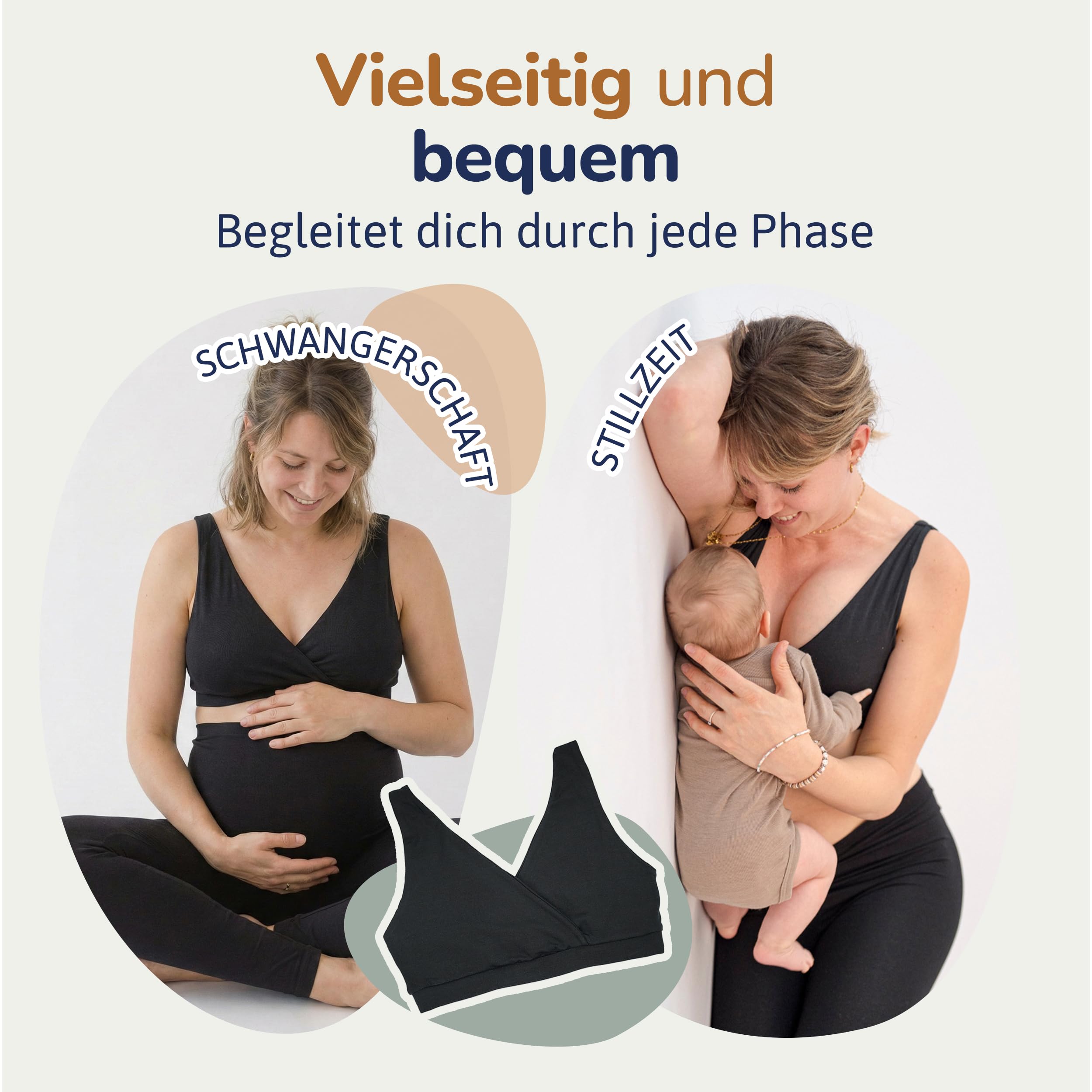 Still BH – Komfortabler bügelloser BH mit Pull-Down Funktion – Absorbierend & Leak-Proof – Weicher, hochwertiger Modal-Stoff – Idealer StillBH für Schwangerschaft und Stillzeit