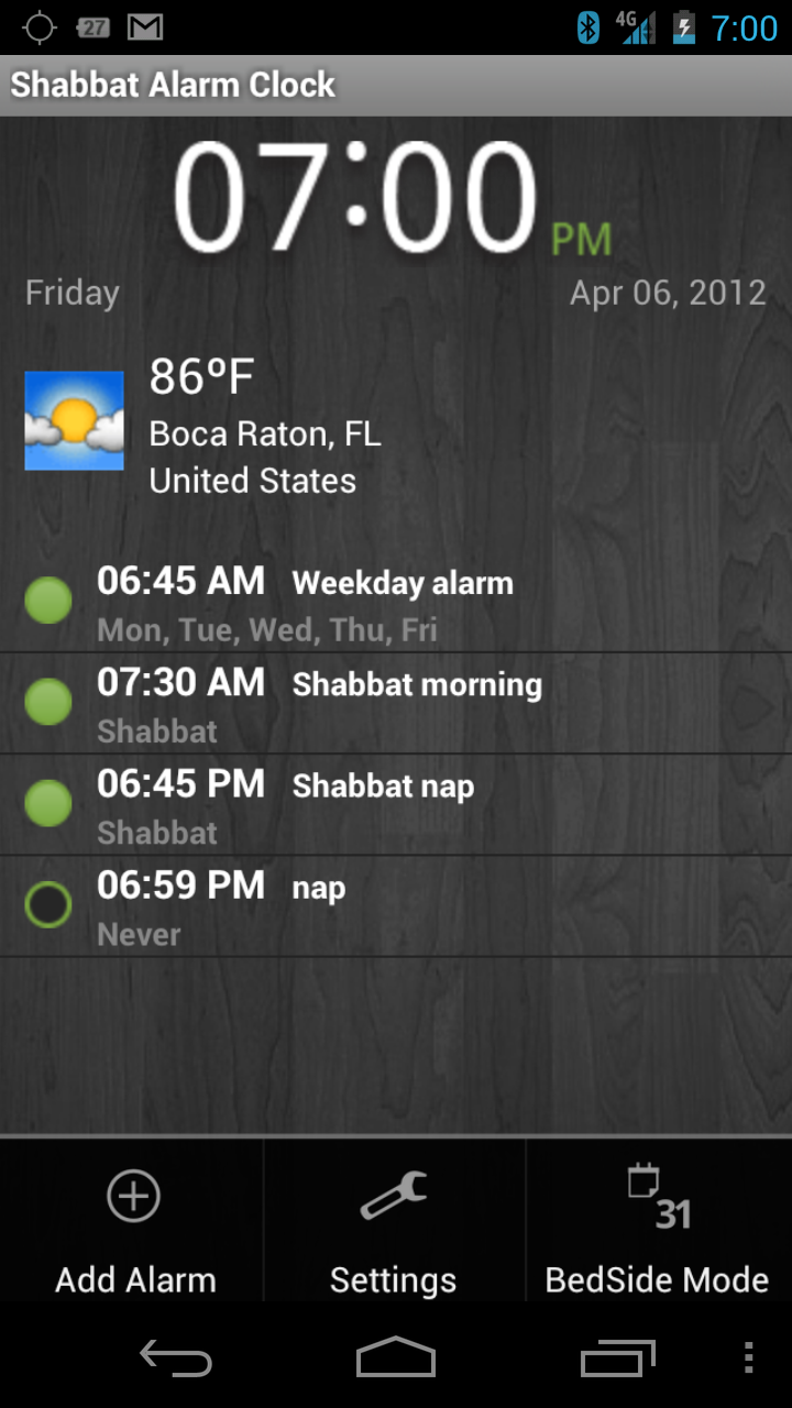 Shabbat Alarm Clock Application sur Amazon Appstore