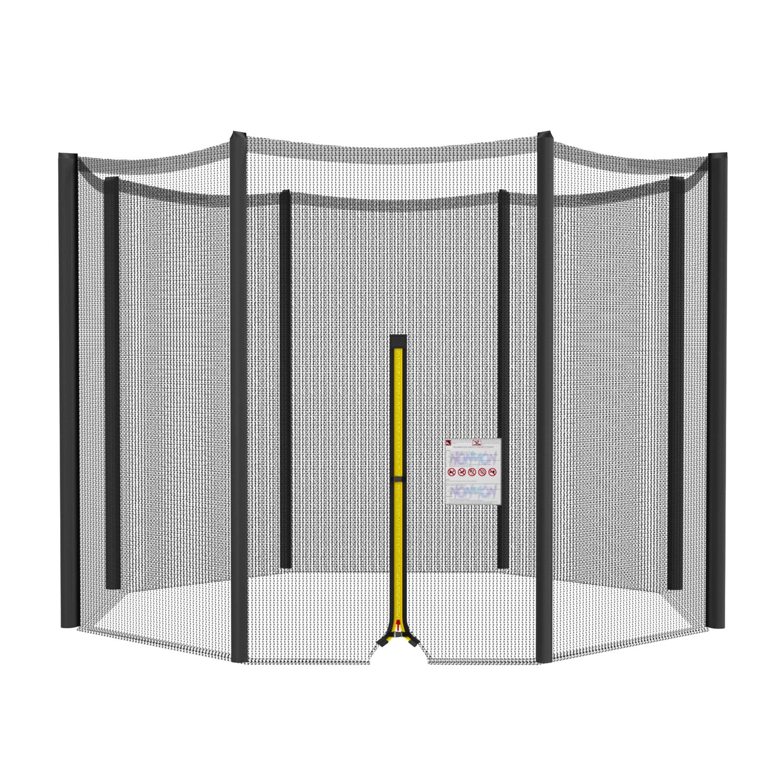 NONMON Sicherheitsnetz Ersatznetz für Trampolin Ø 397 cm 8 Stangen, Schwarz Gartentrampolin Ersatznetz Netz Außenliegend reißfest UV-beständig einfache Montage Eingangstür mit Reißverschluss