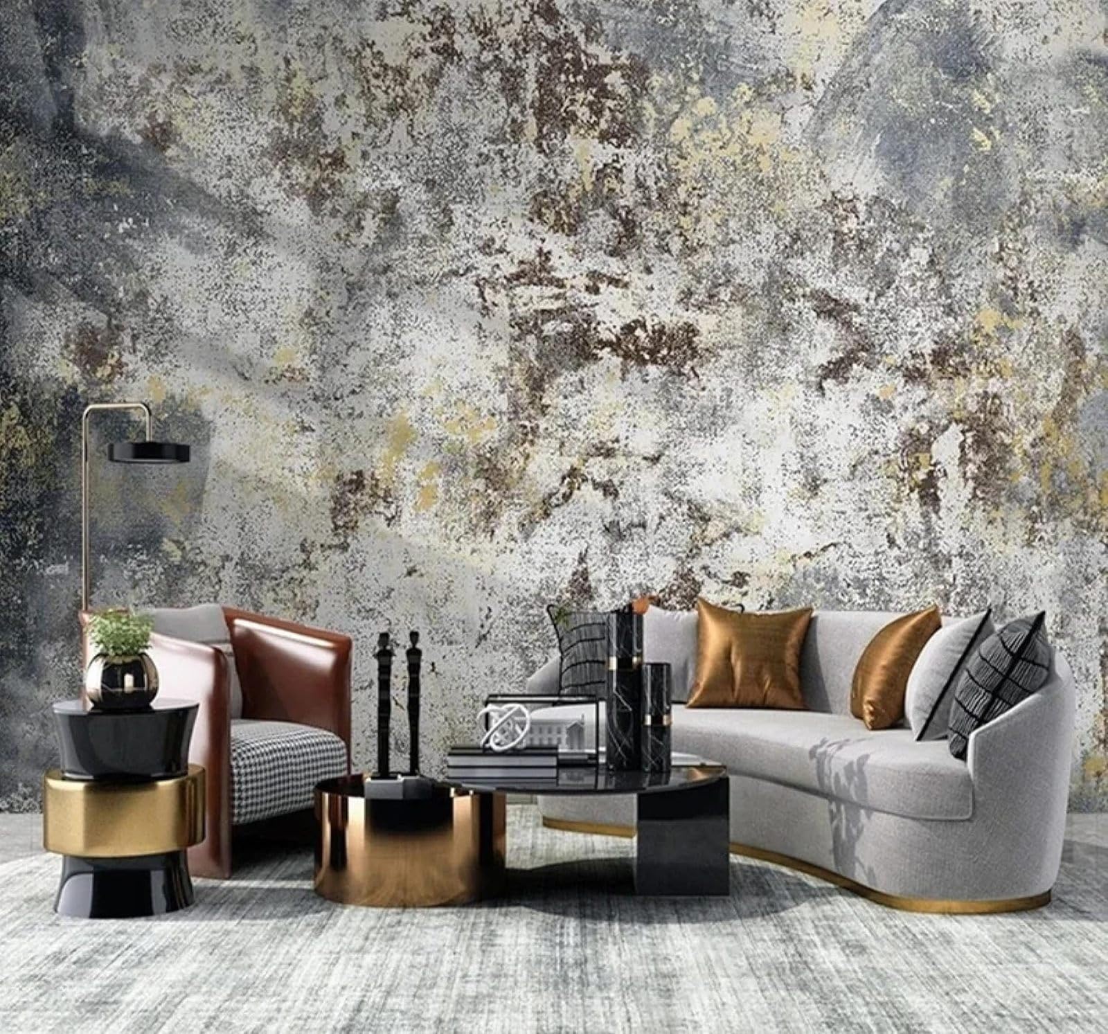 XLMING Abstract Retro Concrete Wall Art Unique 3D Wallpaper Luxury Home Dining Decor Paste Sofa Living Room The Wall for Bedroom Mural-430cm×300cm
