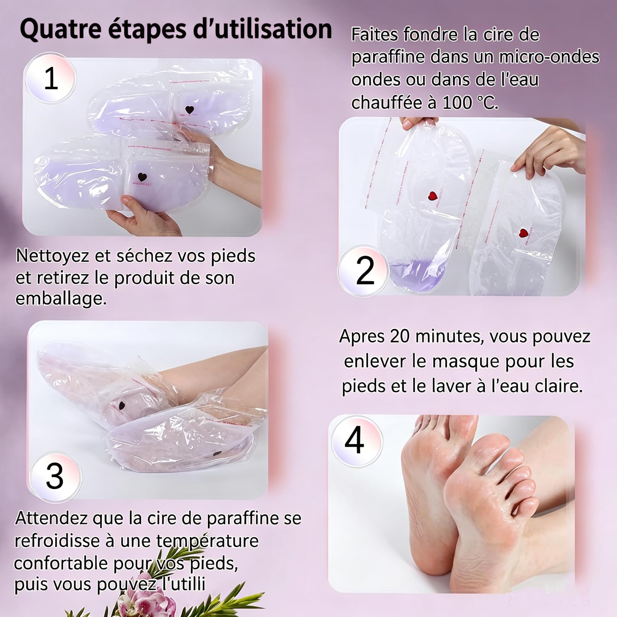 Gants et Chaussettes à Cire de Paraffine Lavande, Bain de Paraffine Mains Pieds, Soin Peau Intensif, Violet