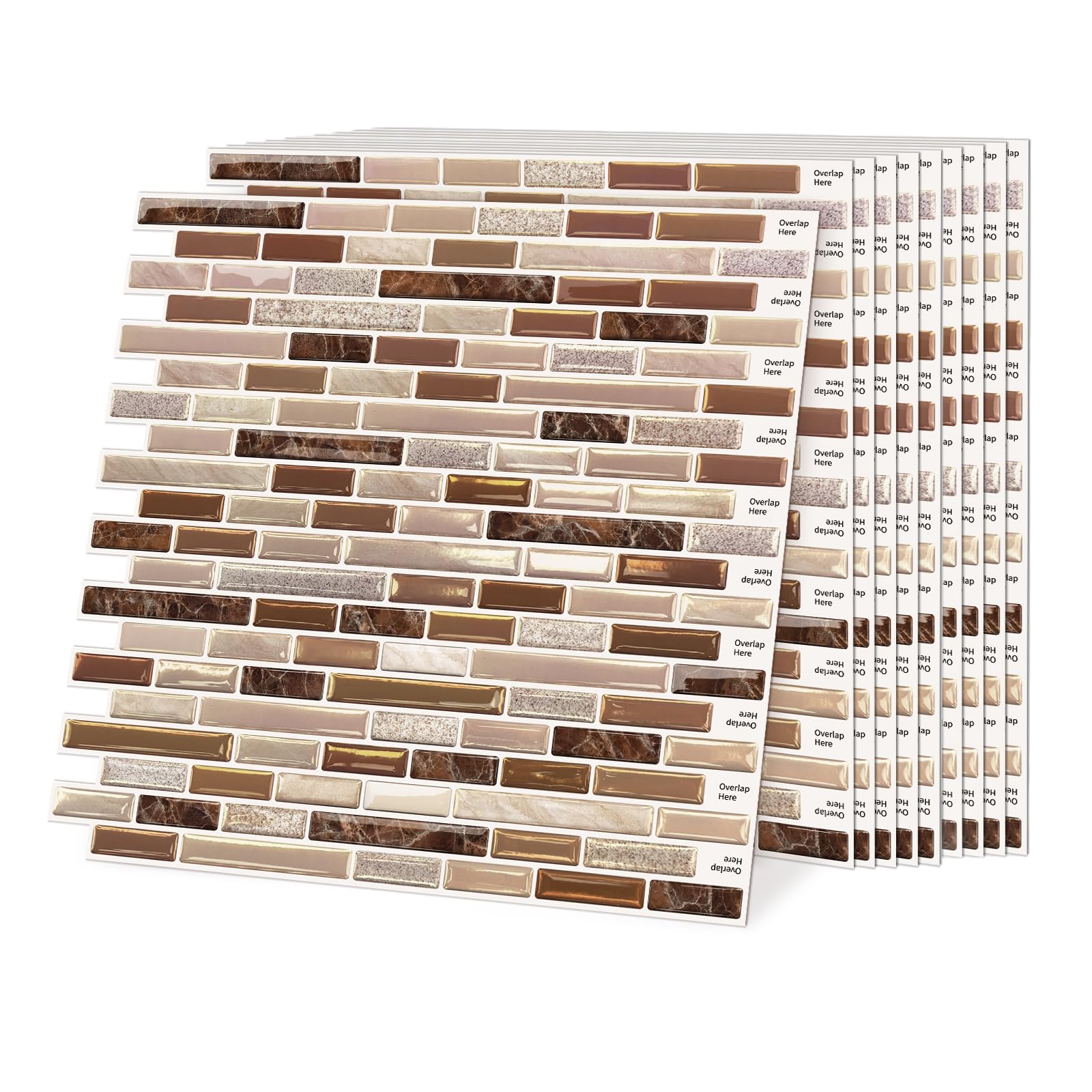 Self Adhesive Wall Tiles Stickers, CEIEVER 3D Marble Peel and Stick on Wall Tiles 10Pcs 30.5x30.5cm Adhesive Waterproof Splashback Stick on Tile Decals for Kitchen Bathroom